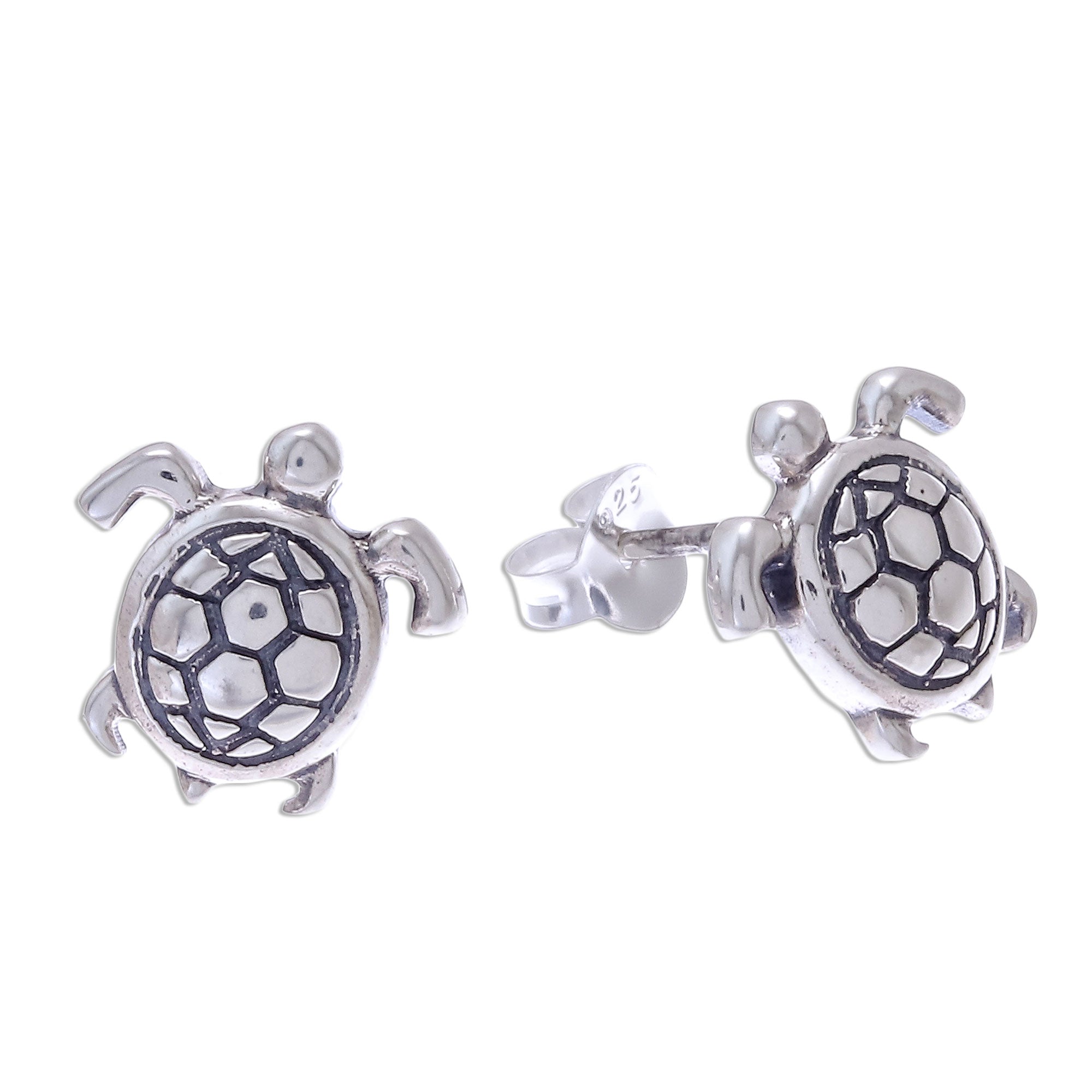 Premium Thai Artisan Sterling Silver Turtle Earrings - Handcrafted Elegance