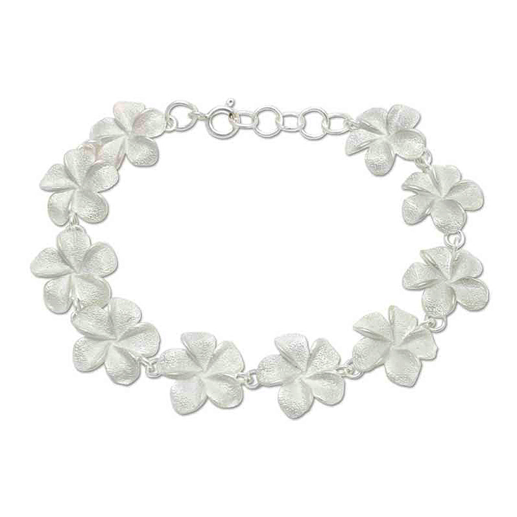 Premium Frangipani Sterling Silver Bracelet - Handmade Elegance