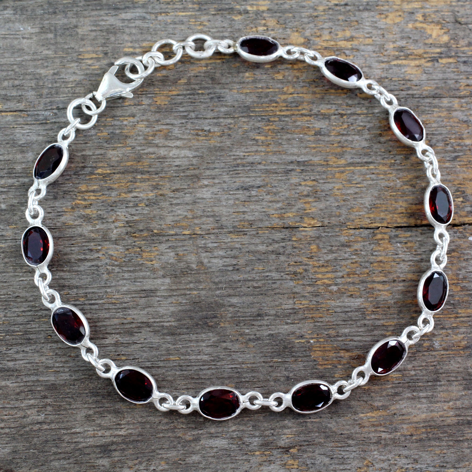 Premium Romantic Red Garnet Silver Tennis Bracelet - Ultimate Jewelry Gift