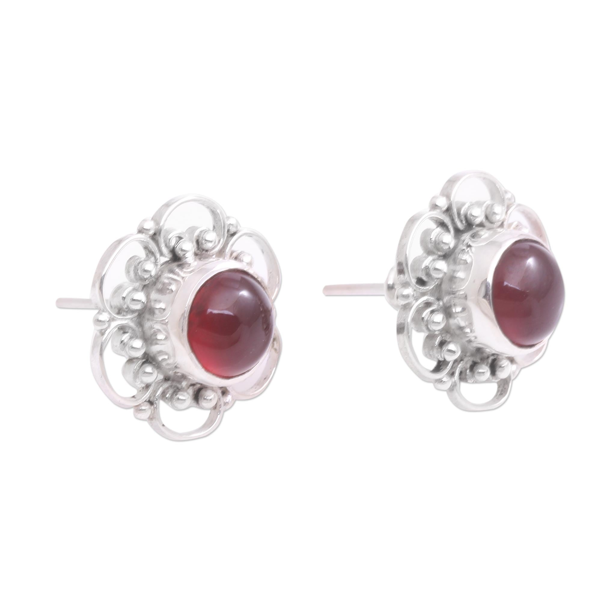 Premium Red Jepun Floral Carnelian Earrings - Handcrafted in Bali