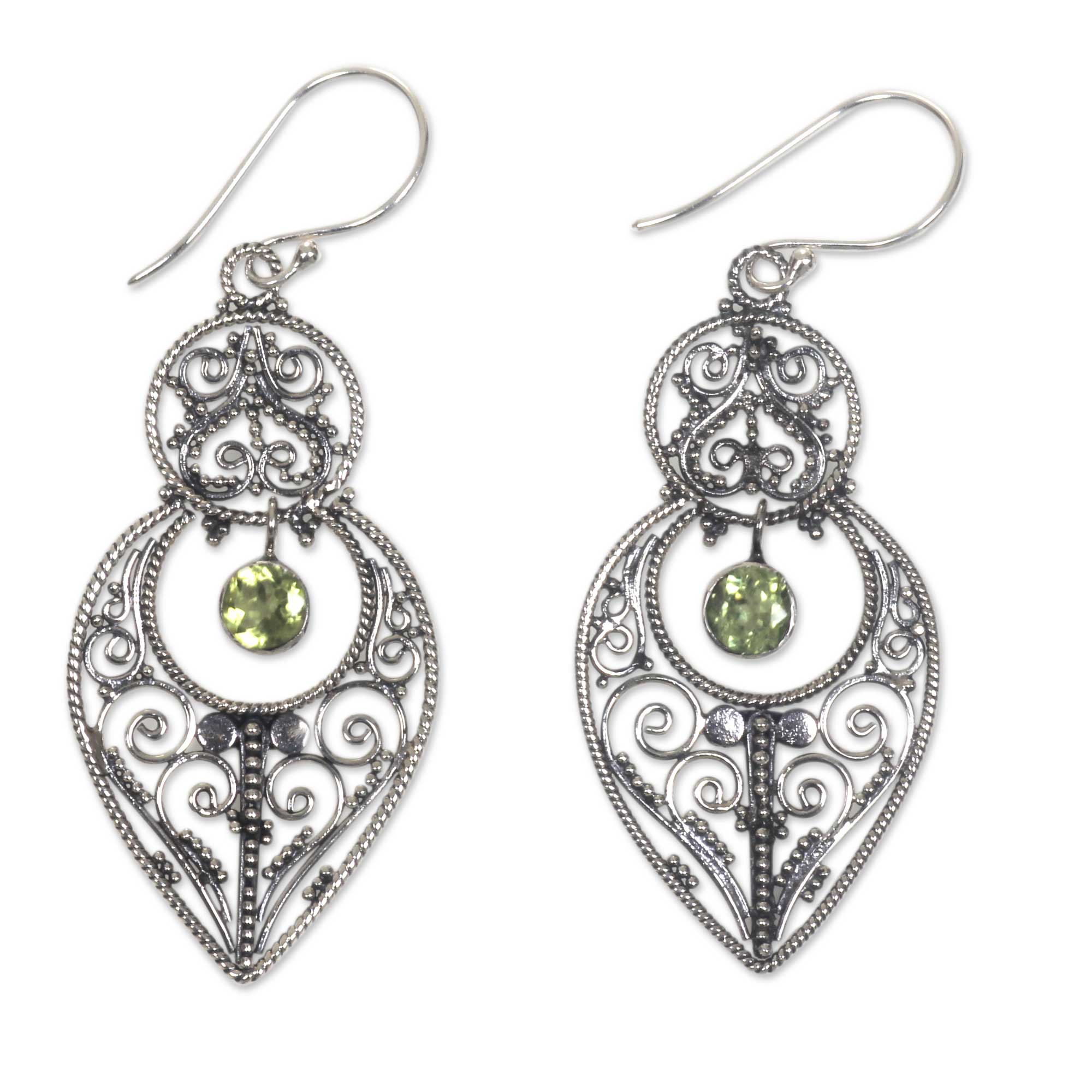 Premium Majapahit Era Peridot Sterling Silver Hook Earrings