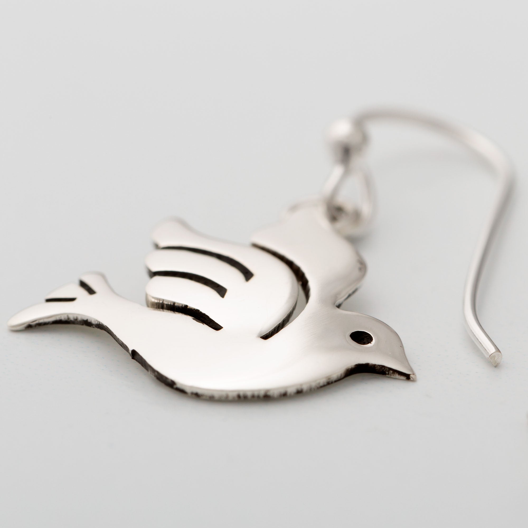 Premium Peace Dove Sterling Silver Earrings - Handcrafted Elegance