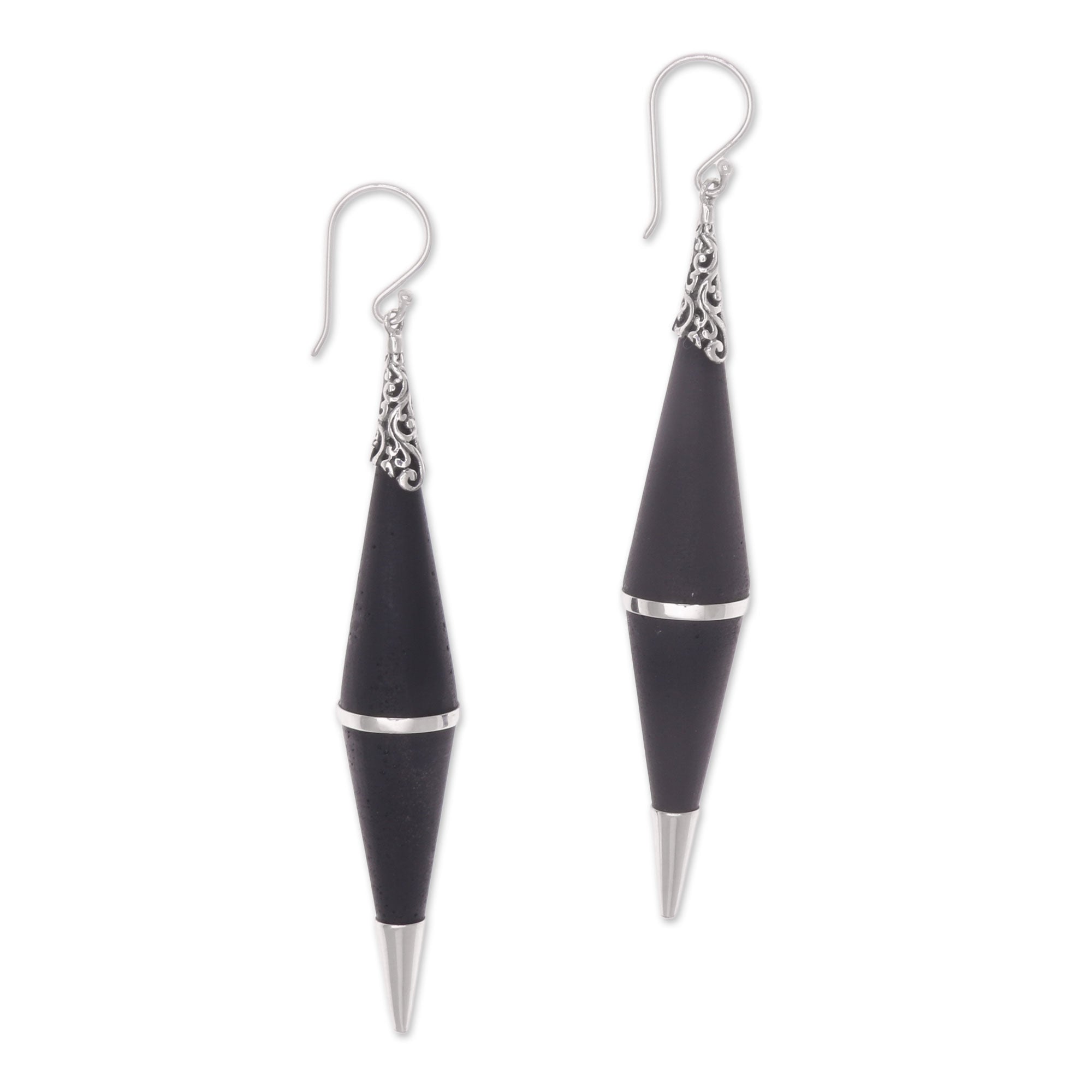 Premium Dark Shards Sterling Silver Dangle Earrings - Ultimate Statement Piece