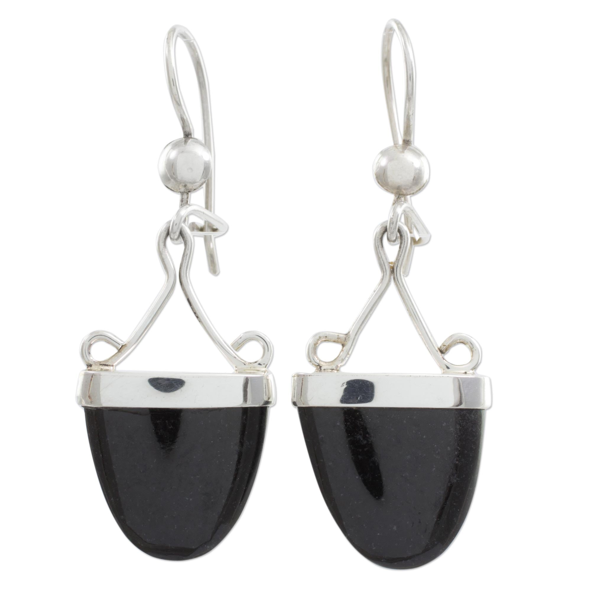 Premium Artisan Crafted Black Jade Sterling Silver Earrings - Ultimate Elegance