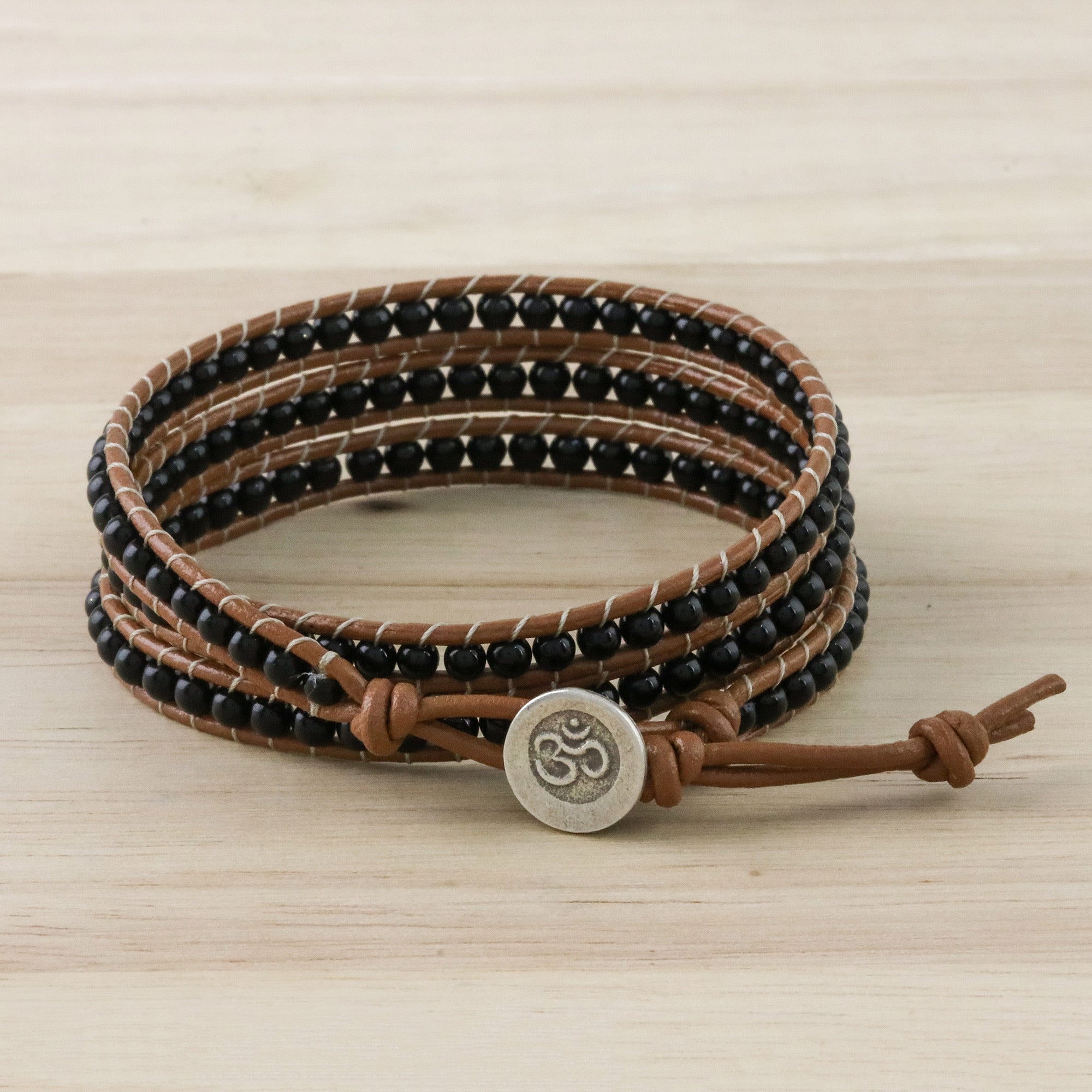 Premium Onyx Beaded Wrap Bracelet – Handcrafted in Thailand