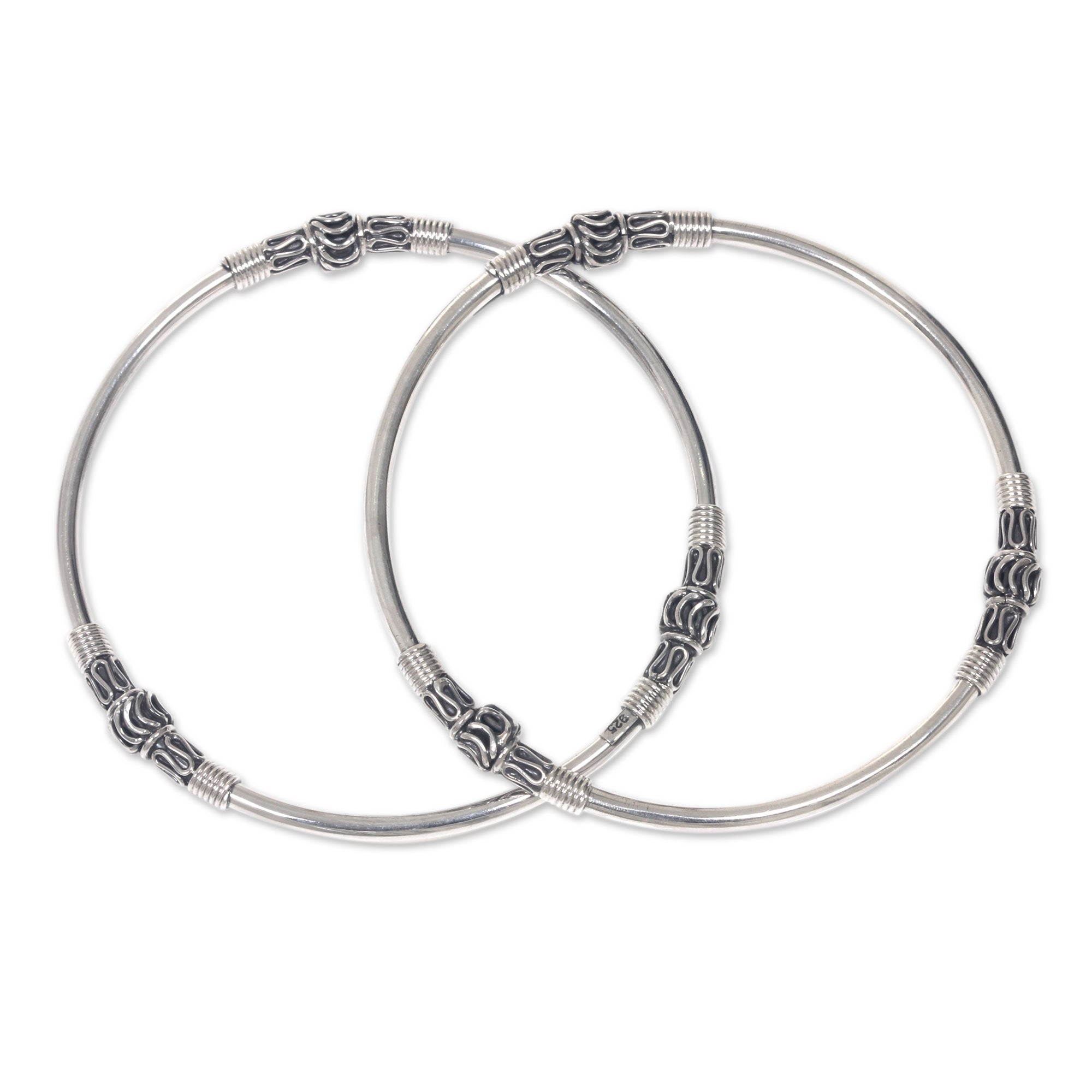 Premium Kintamani Moon Sterling Silver Bangle Bracelets - Handcrafted in Bali