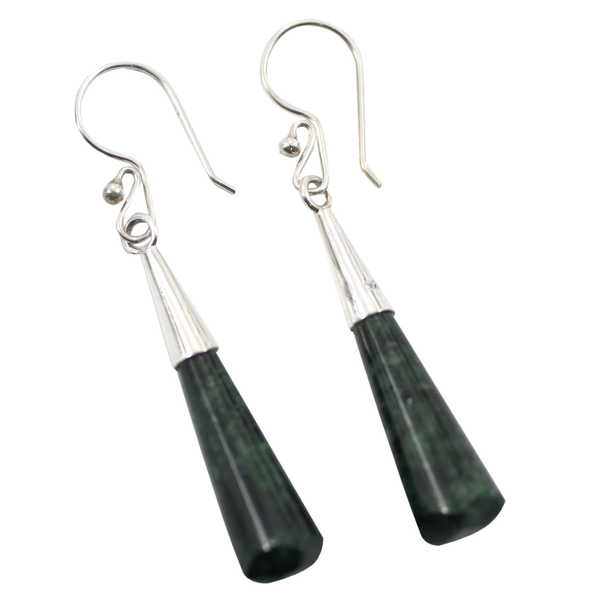 Premium Faceted Green Jade Sterling Silver Dangle Earrings - Handcrafted Elegance