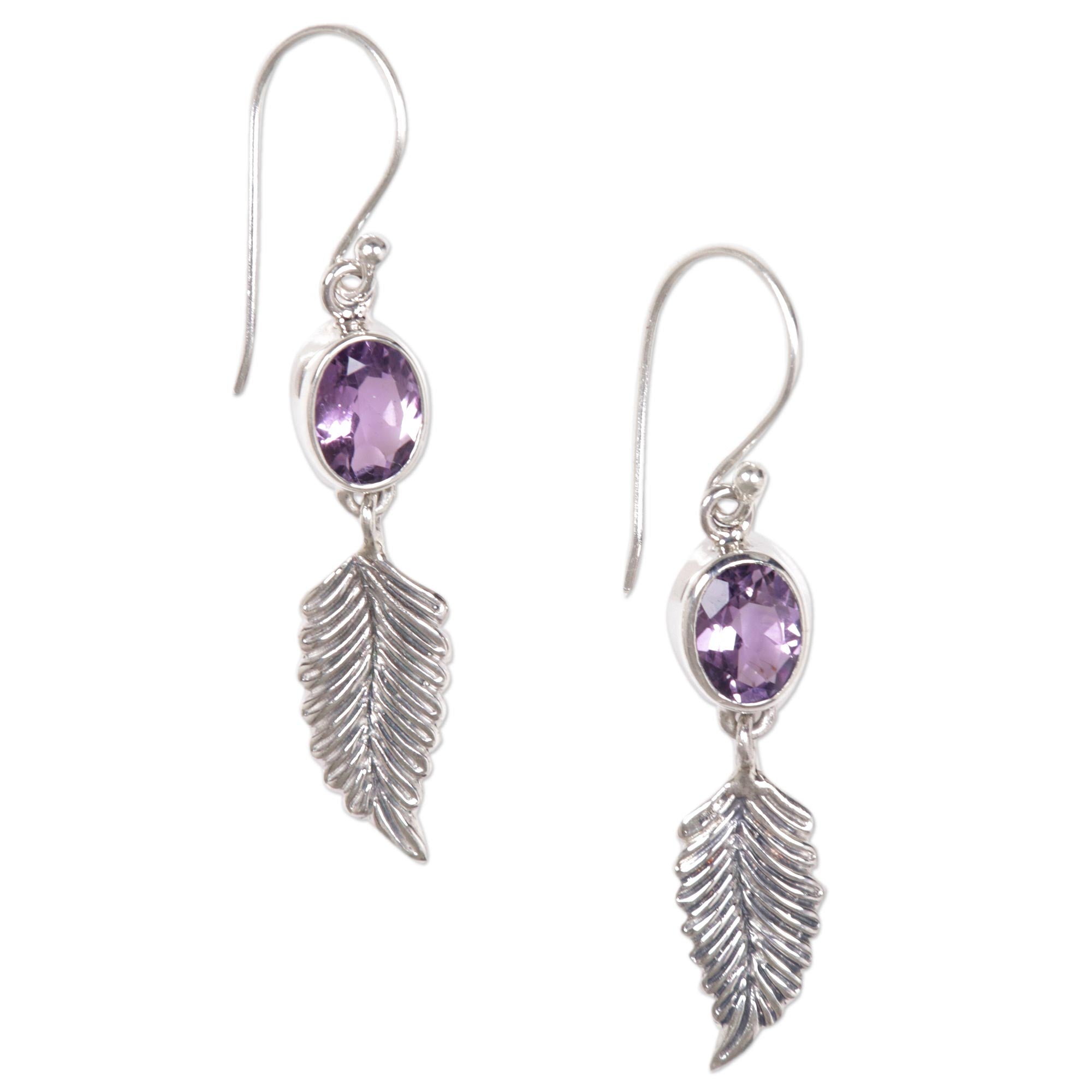 Premium Handcrafted Amethyst Dangle Earrings in Sterling Silver