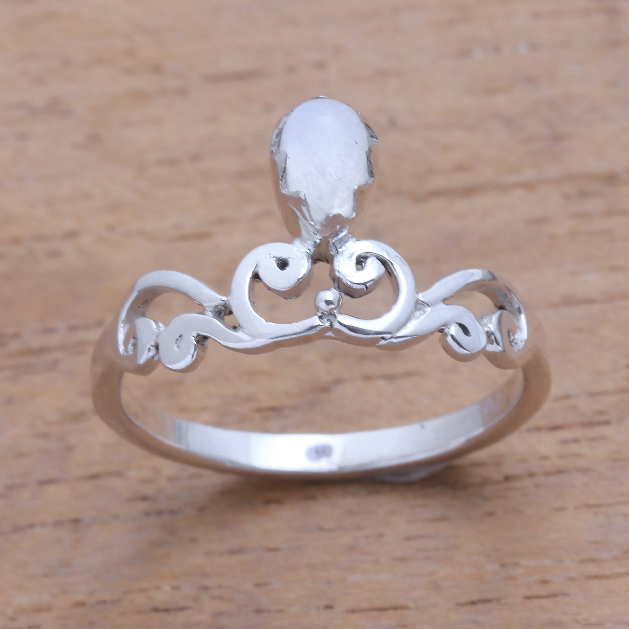 Premium Moonstone Spiral Vine Ring – Handcrafted in Bali