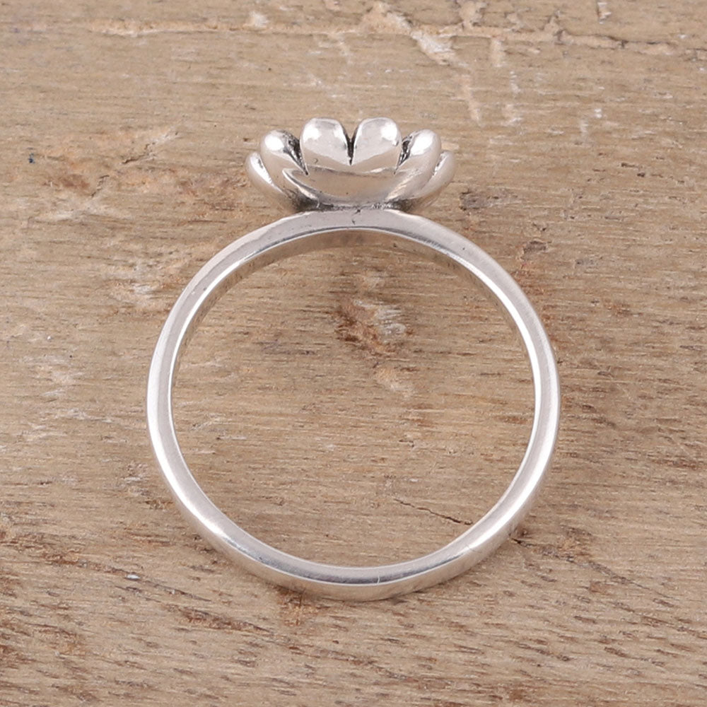 Premium Daisy Flower Sterling Silver Cocktail Ring – Handcrafted in India