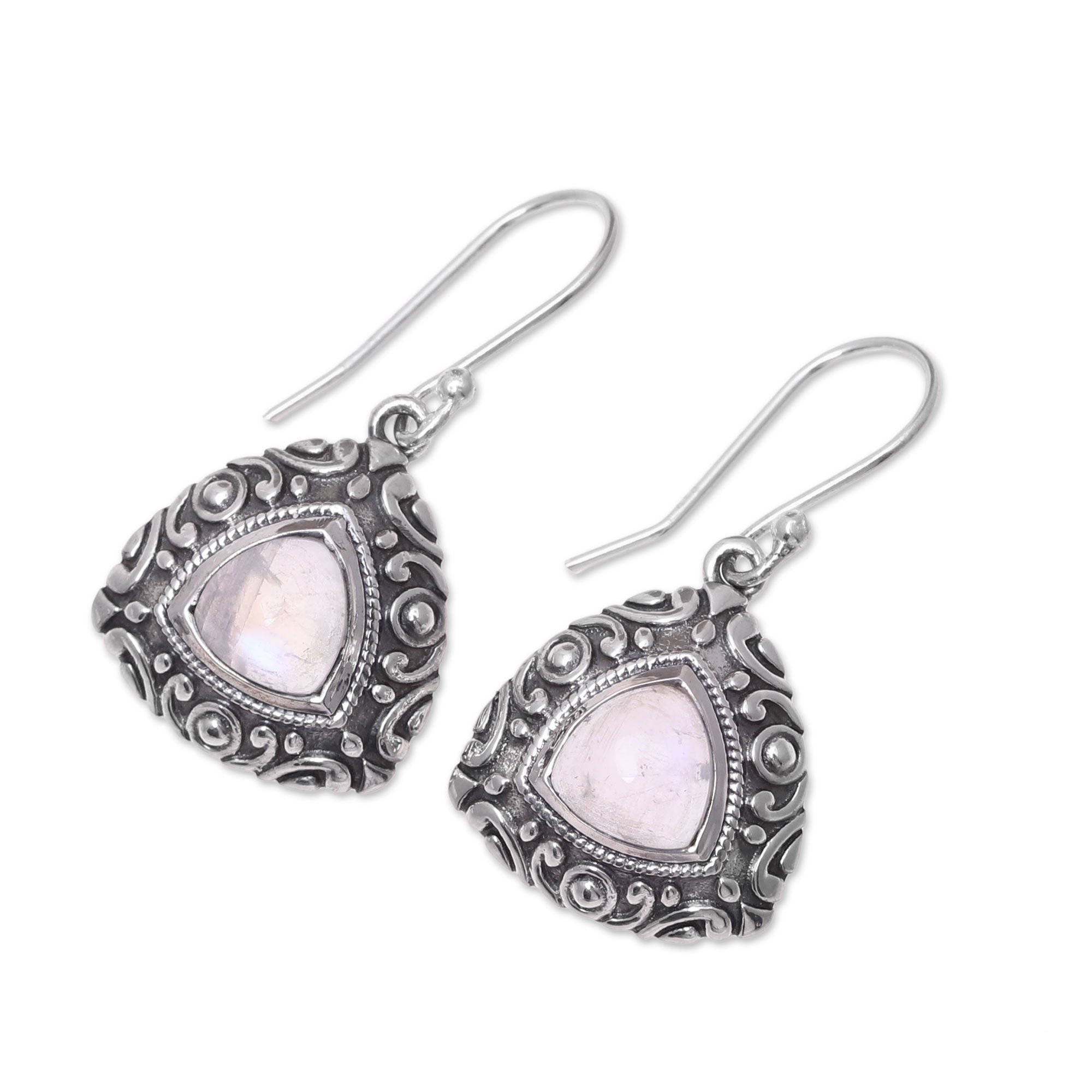 Premium Waterfall Mist Rainbow Moonstone Sterling Silver Earrings