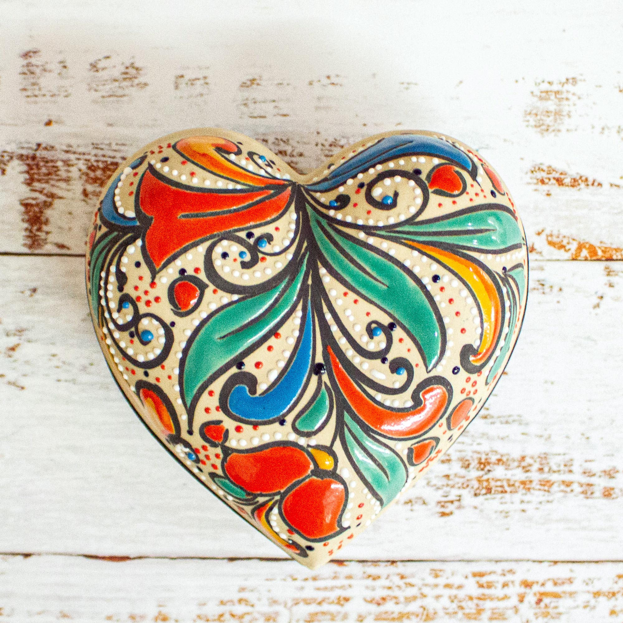 Premium Handcrafted Majolica Heart Jewelry Box - Unique & Artistic