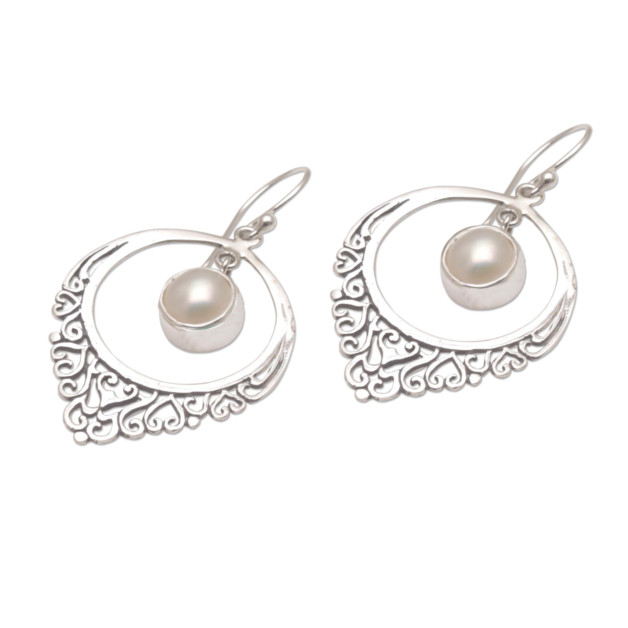 Premium Fair Daydream Handmade 925 Sterling Silver & Cultured Mabe Pearl Drop Earrings