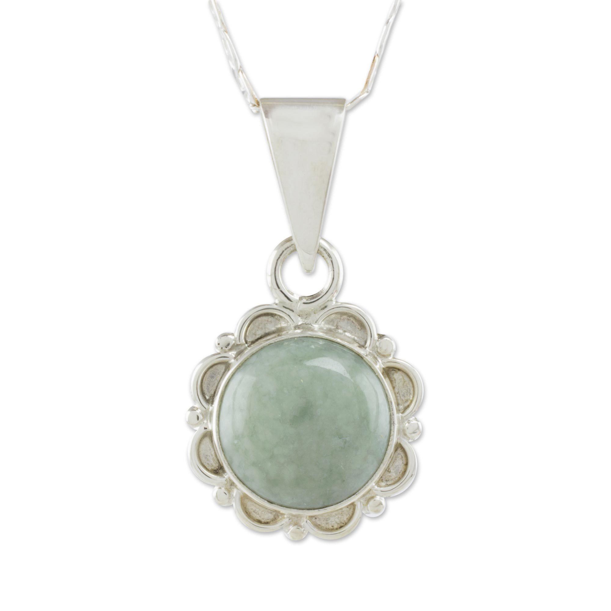 Premium Green Jade Pendant Necklace - Handcrafted Mayan Jewelry