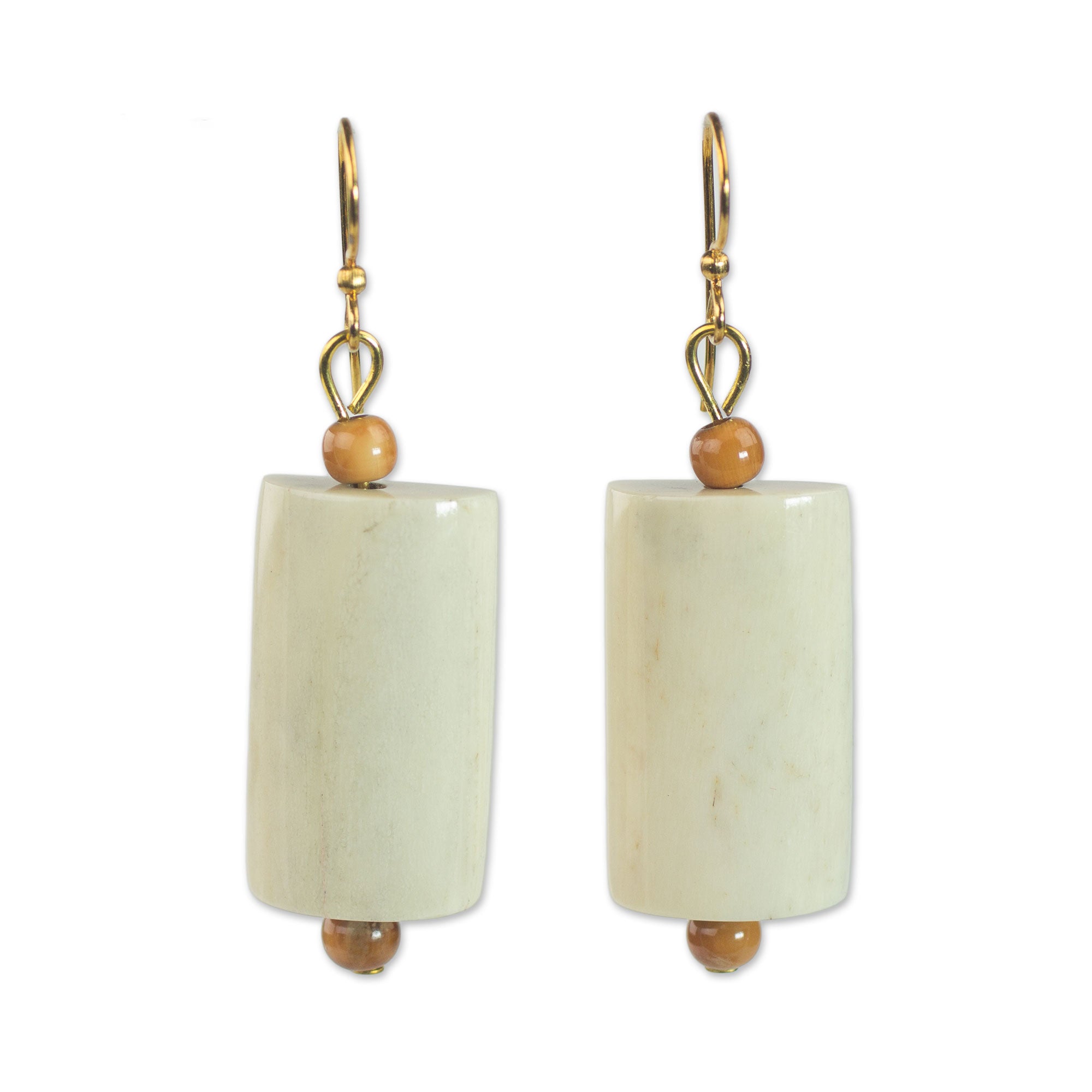 Premium Glowing Path Handmade Cow Bone Dangle Earrings – West African Artisan Collection