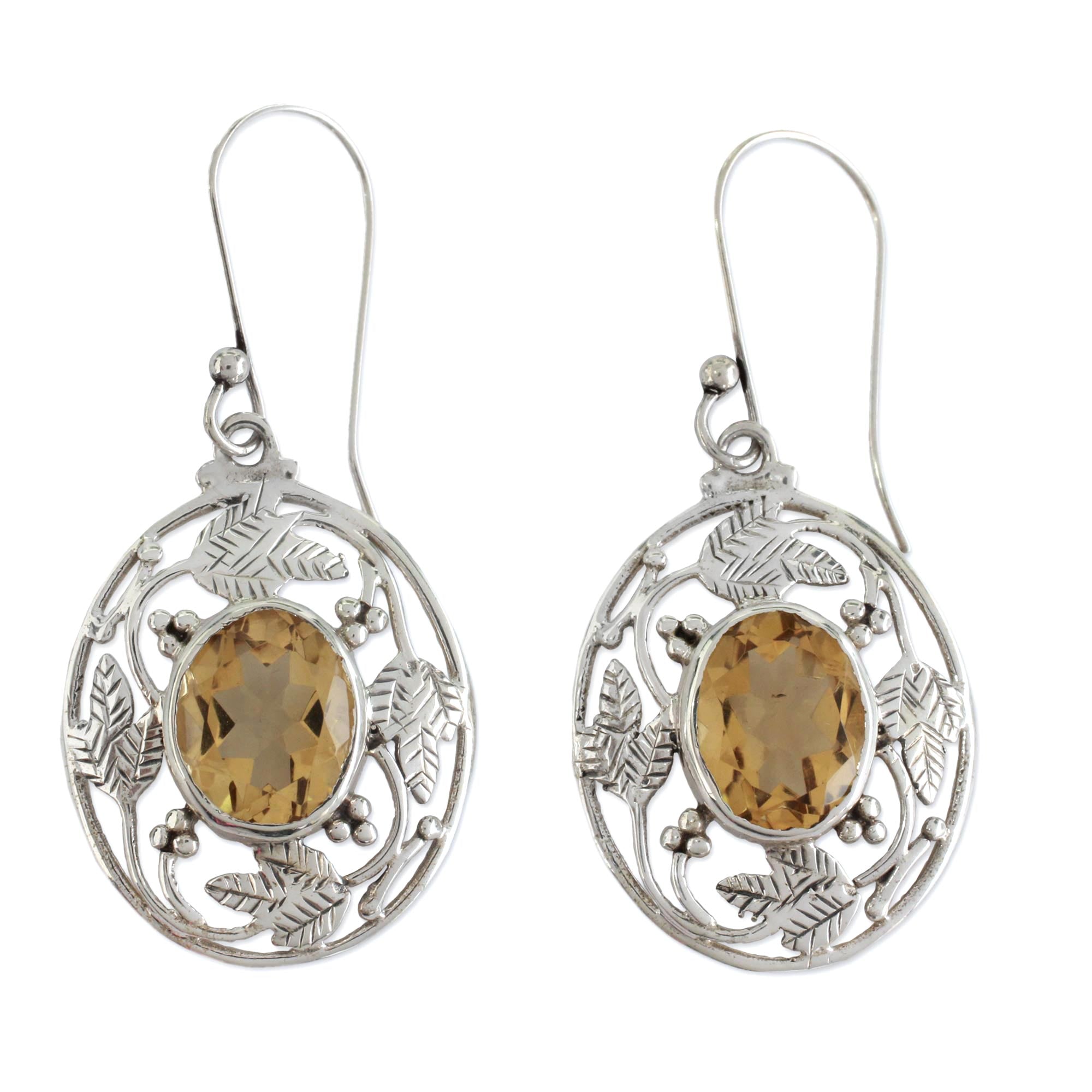 Premium Sunshine Avatar Sterling Silver Citrine Dangle Earrings