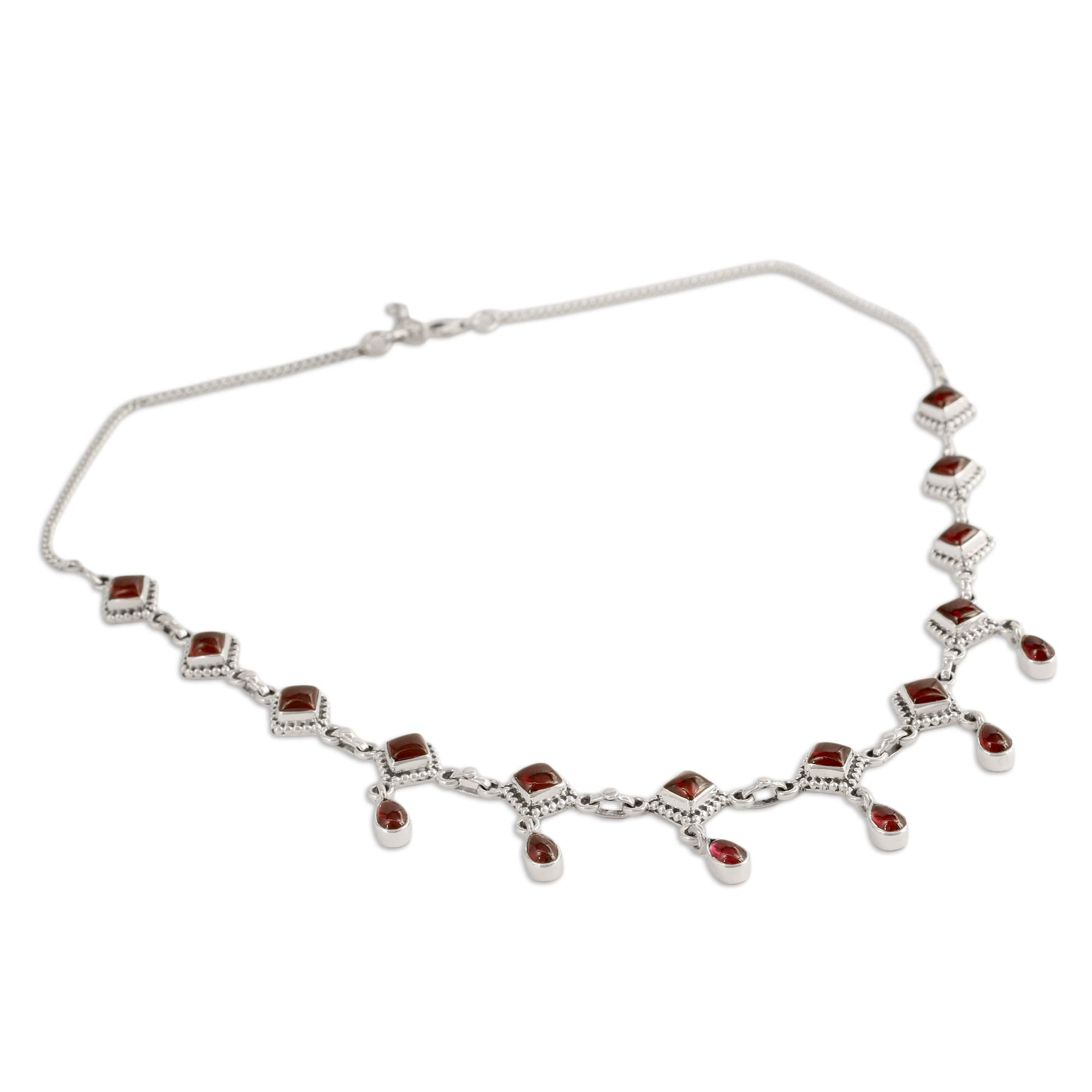 Premium Queen of Diamonds Waterfall Necklace - Elegant Garnet Jewelry