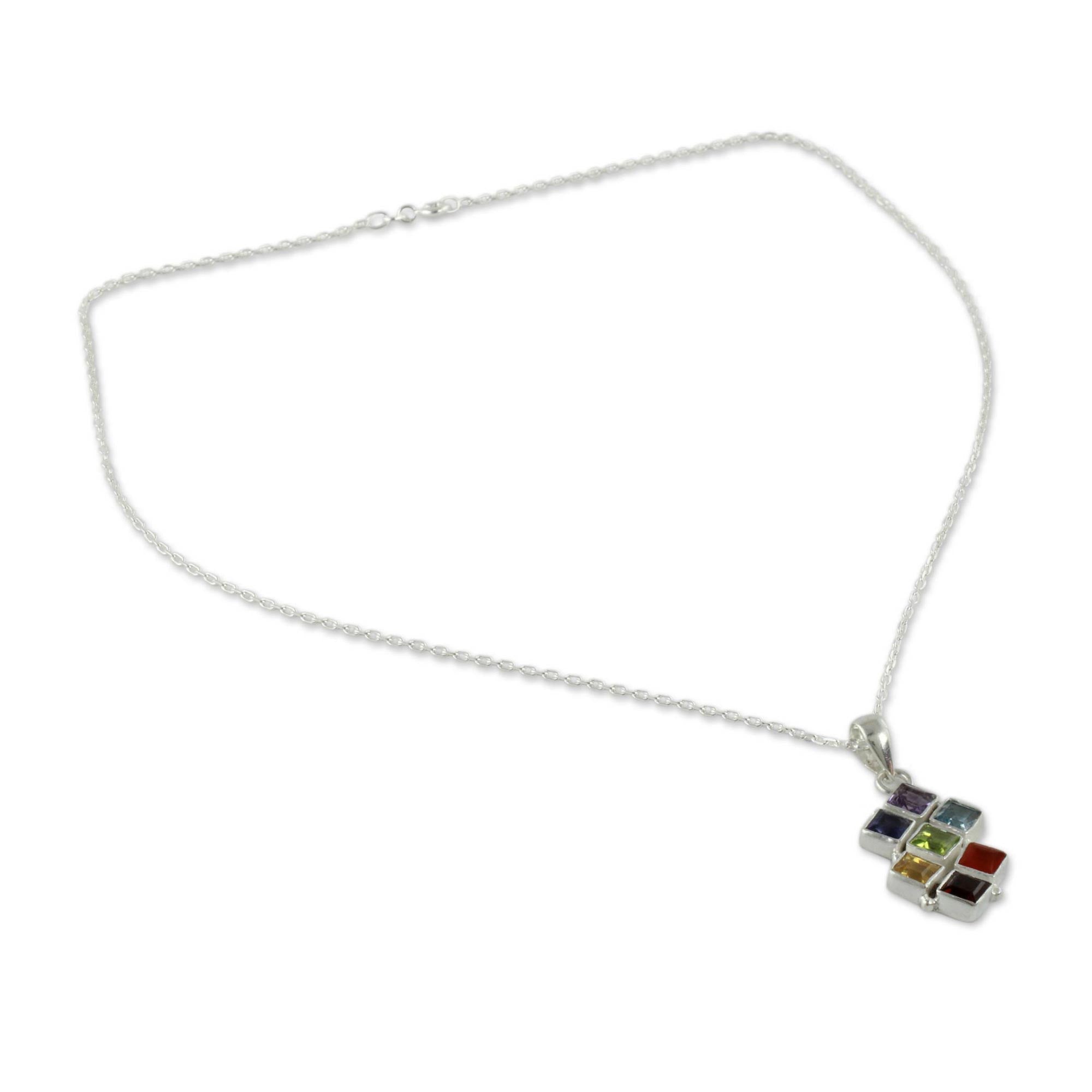 Ultimate Chakra Harmony Multi-Gemstone Sterling Silver Necklace