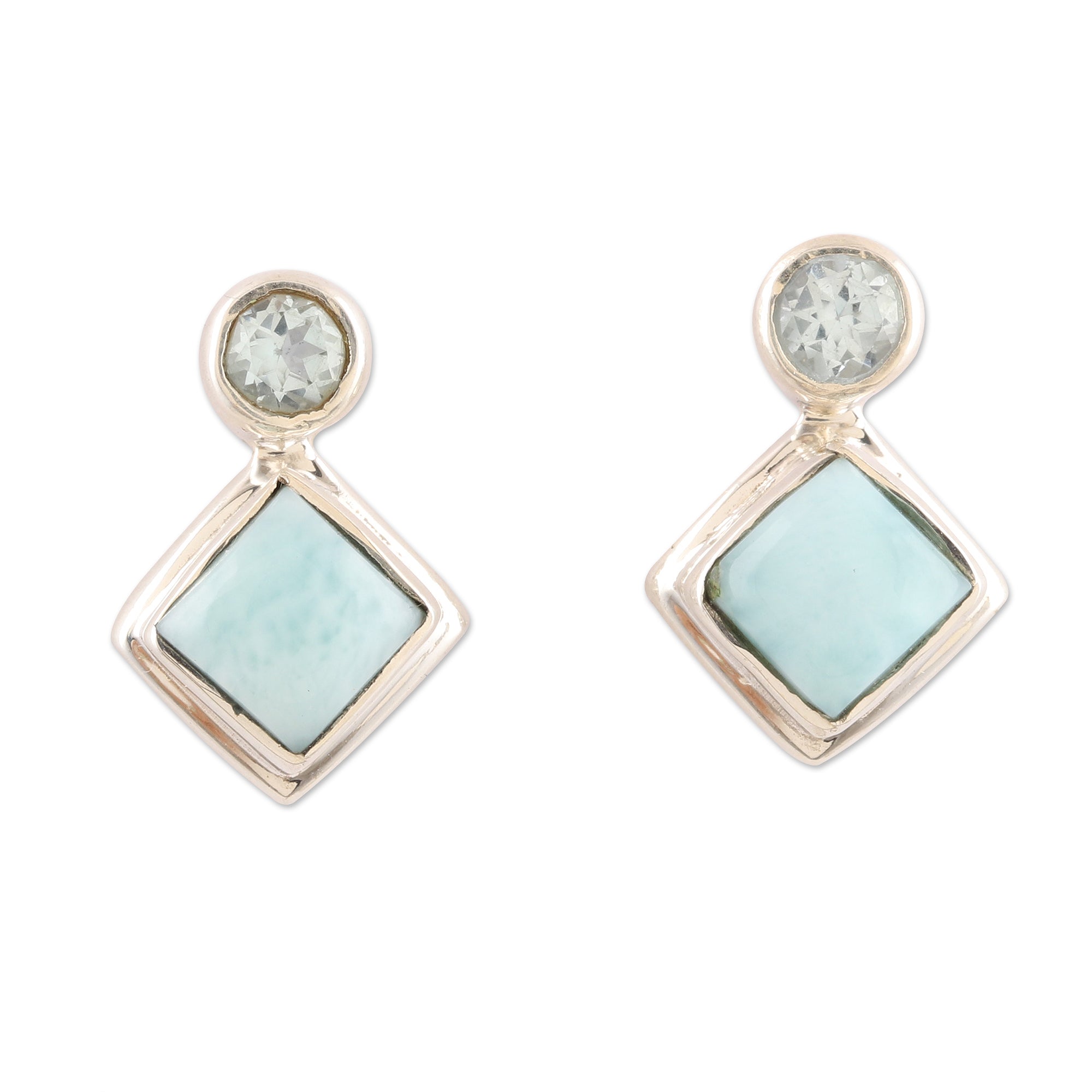 Premium Blue Harmony Drop Earrings - Larimar & Blue Topaz in Sterling Silver