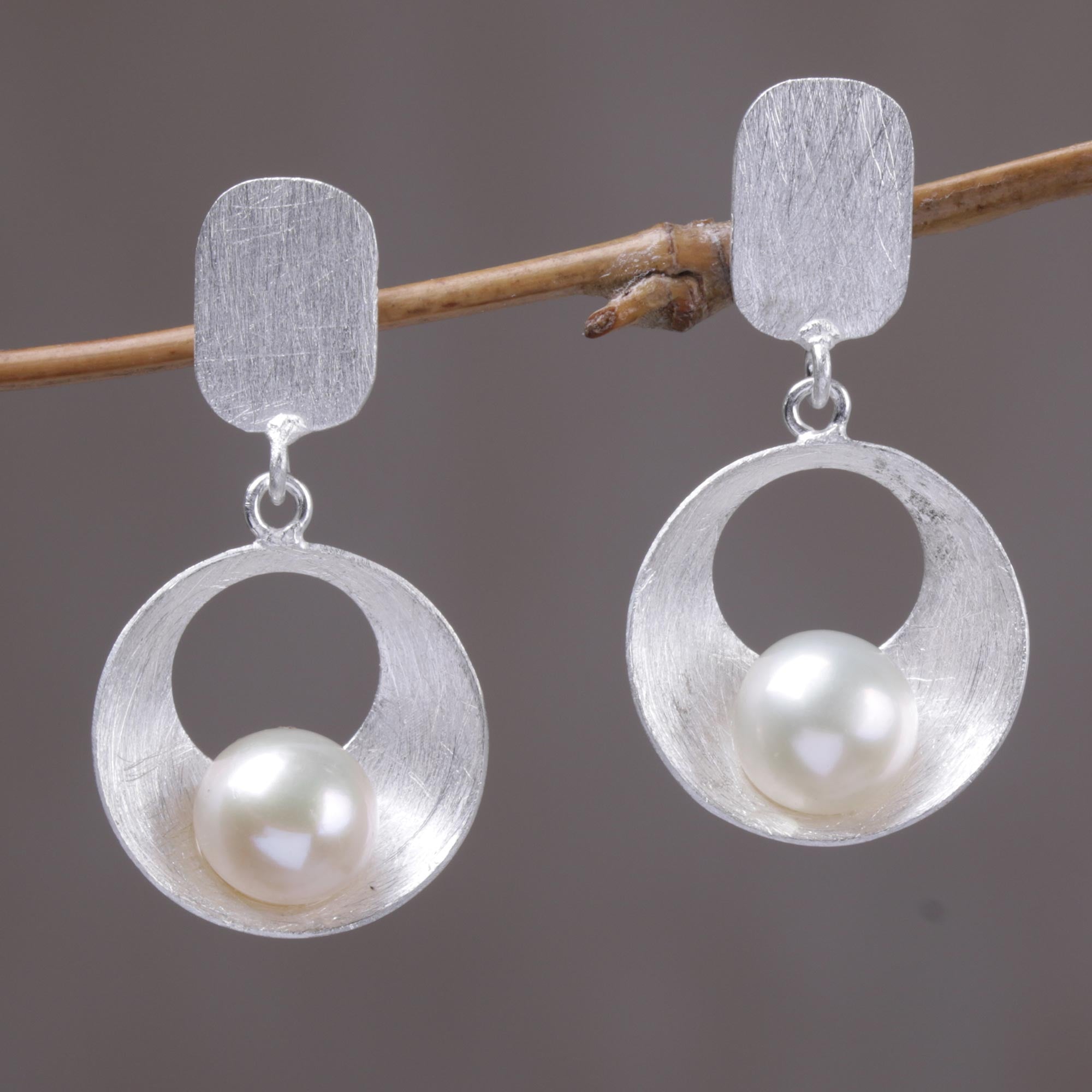 Premium Moon Vortex Mabe Pearl Dangle Earrings