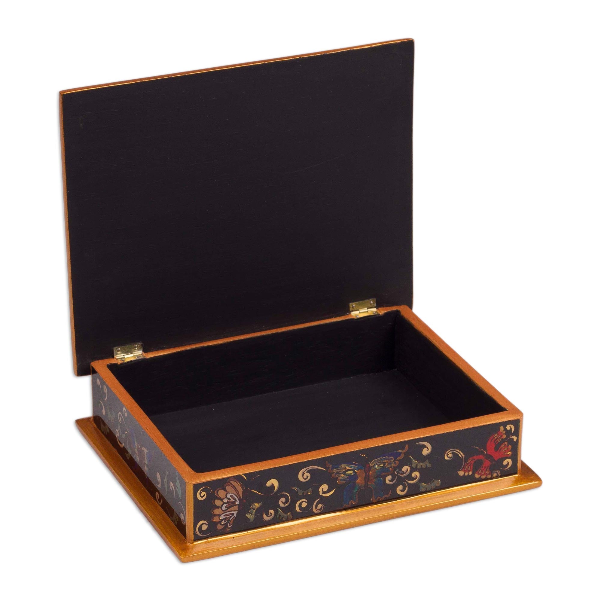 Premium Hand-Painted Glass Jewelry Box with Night Flutters Design