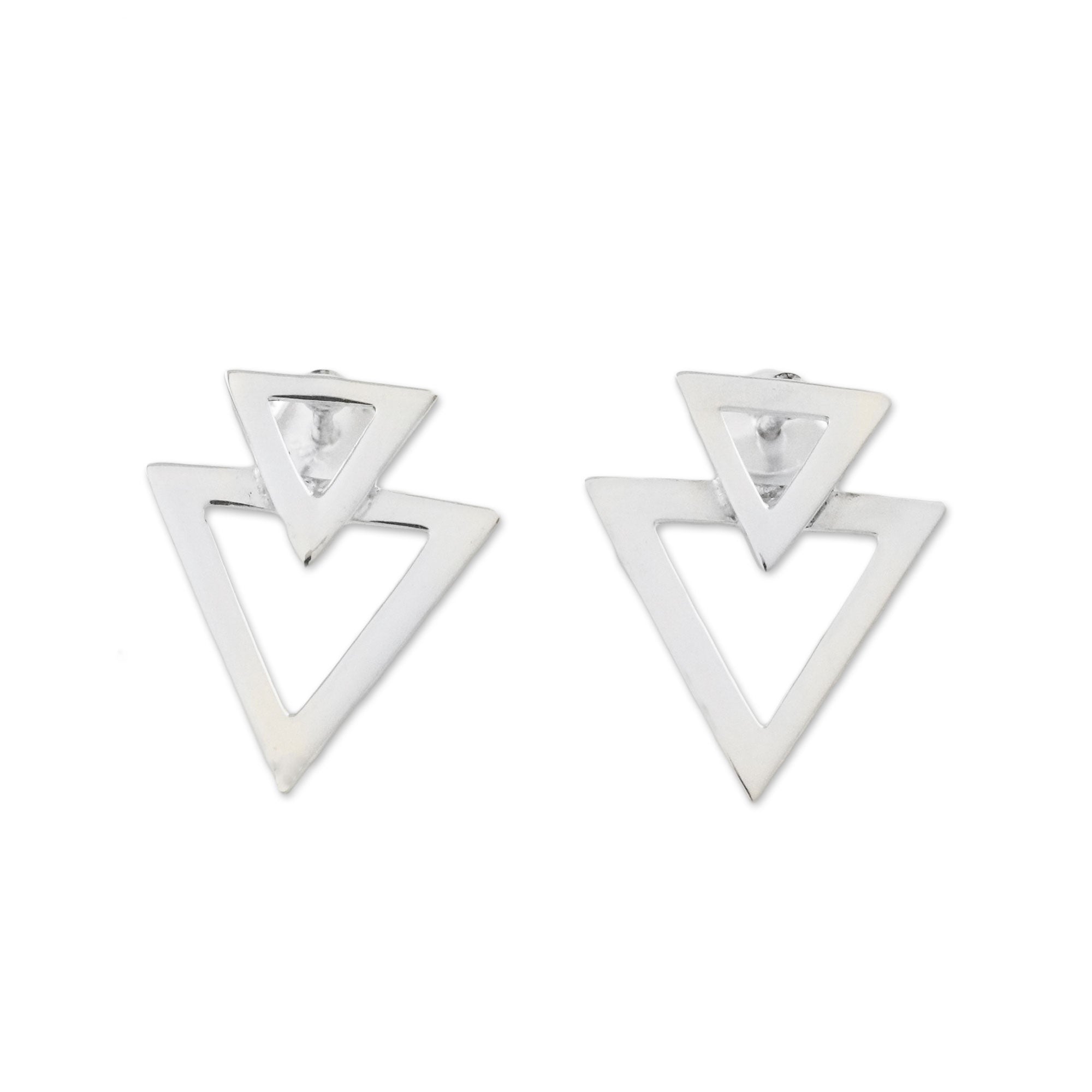 Ultimate Sterling Silver Triangle Button Earrings - Retro '80s Style