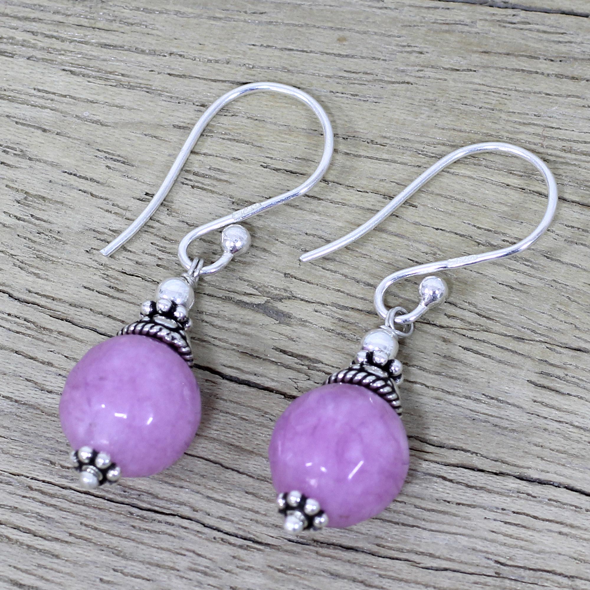 Premium Pink Aventurine & Sterling Silver Dangle Earrings