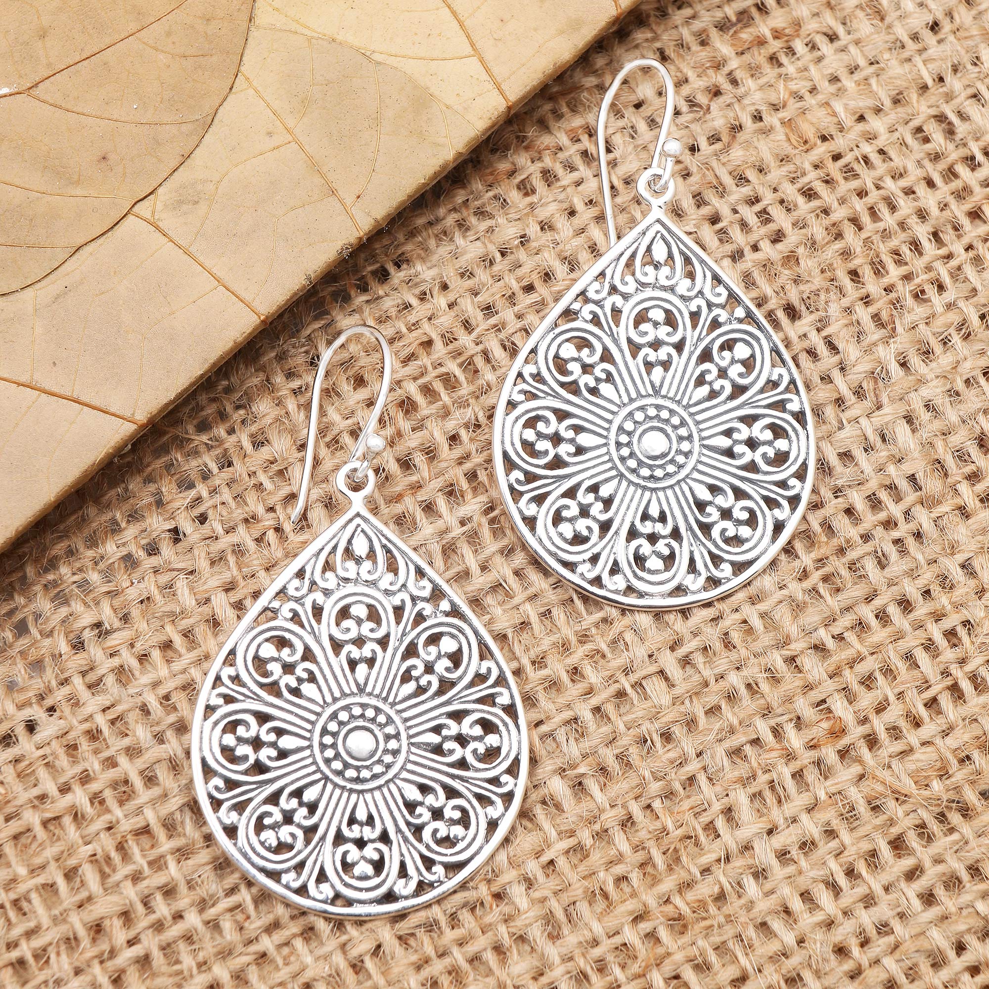 Premium Teardrop Sterling Silver Dangle Earrings – Handcrafted in Bali