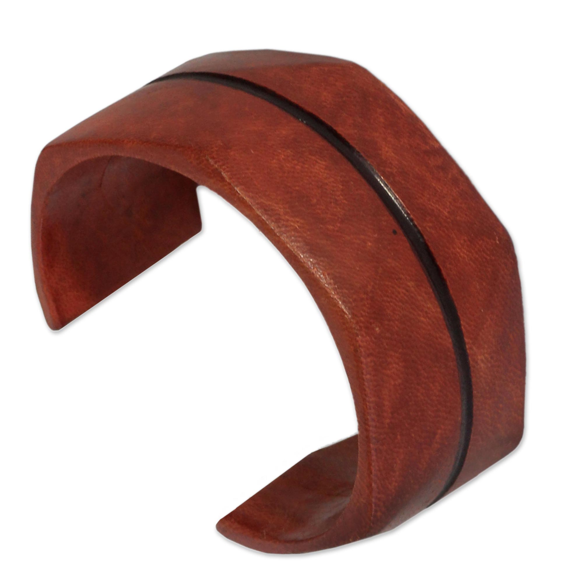 Premium Cinnamon Leather Cuff Bracelet - Wend Konta by Ila Suleyman