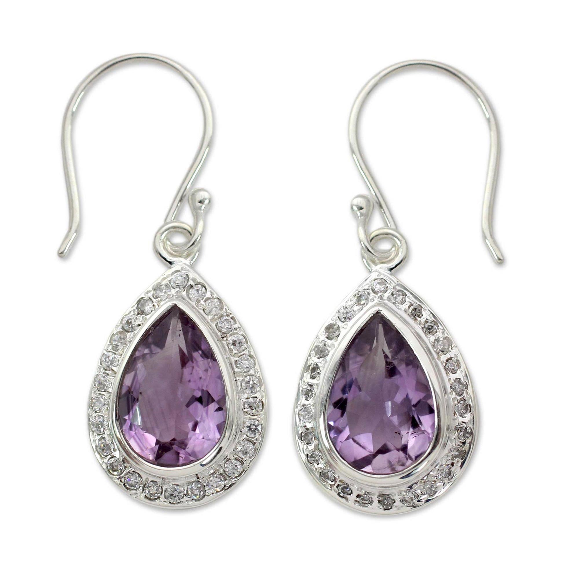 Premium Mughal Mystique Amethyst Earrings – Sterling Silver Jewelry from India