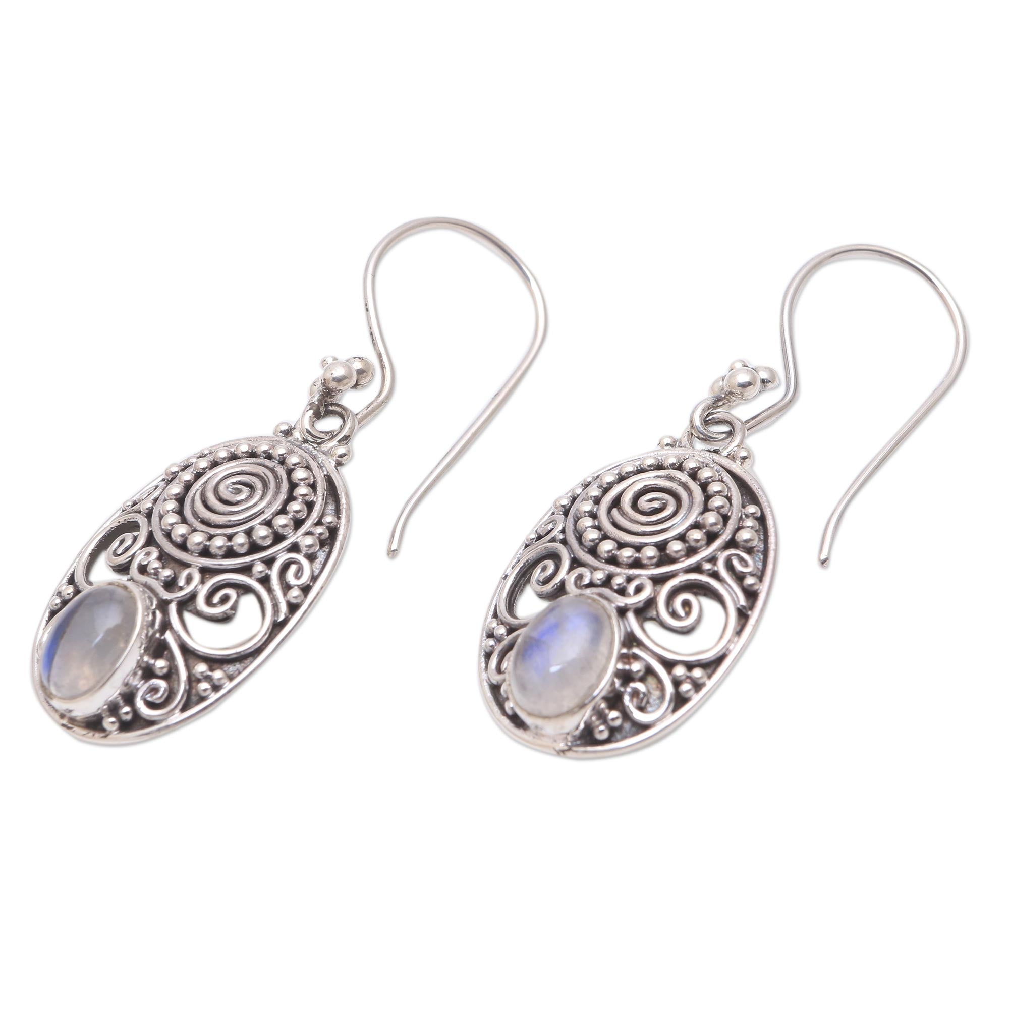 Premium Rainbow Moonstone Earrings – Shield of the Gods Collection