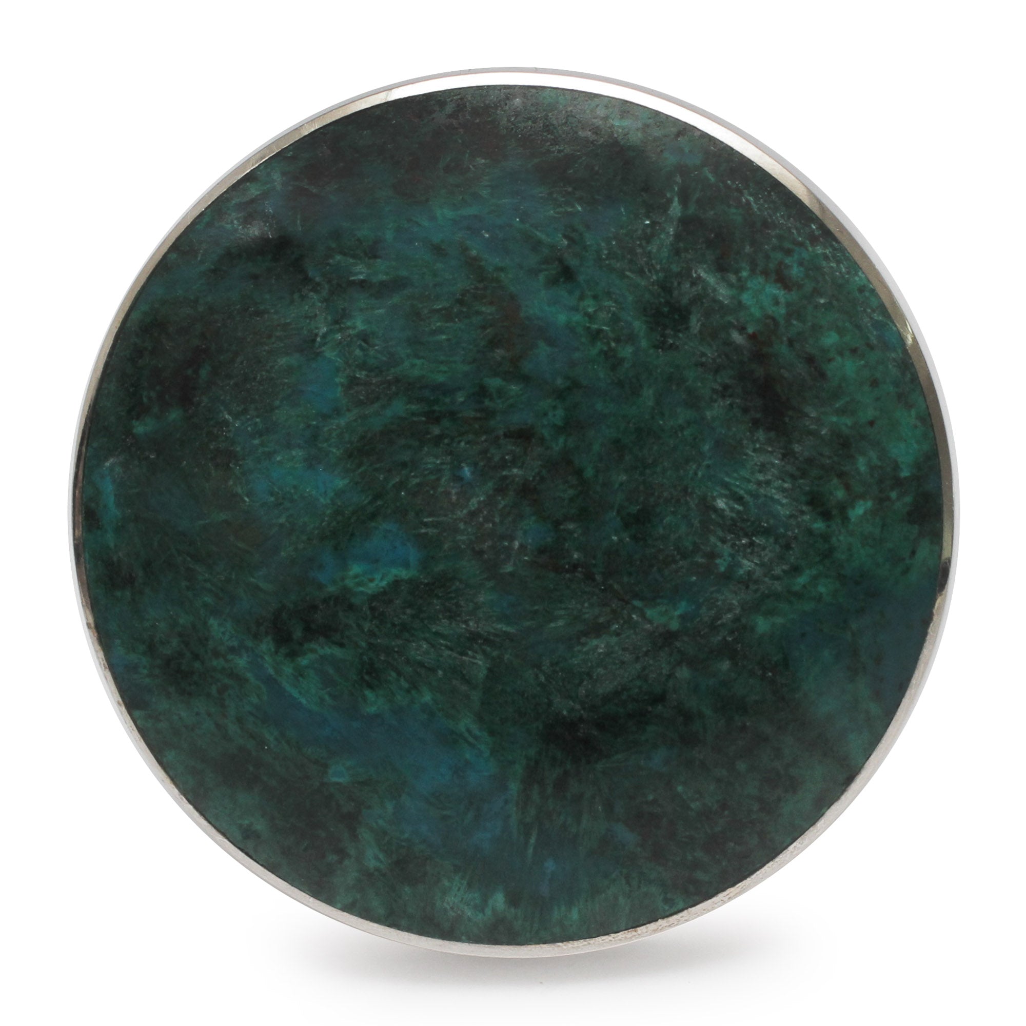 Premium Chrysocolla & Sterling Silver Meditation Ring - Handcrafted in Peru