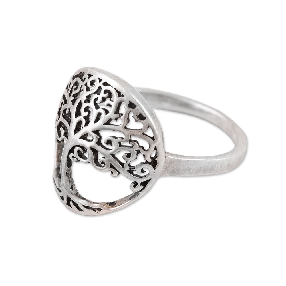 Premium Majestic Jali Tree Sterling Silver Cocktail Ring – Nature-Inspired Elegance