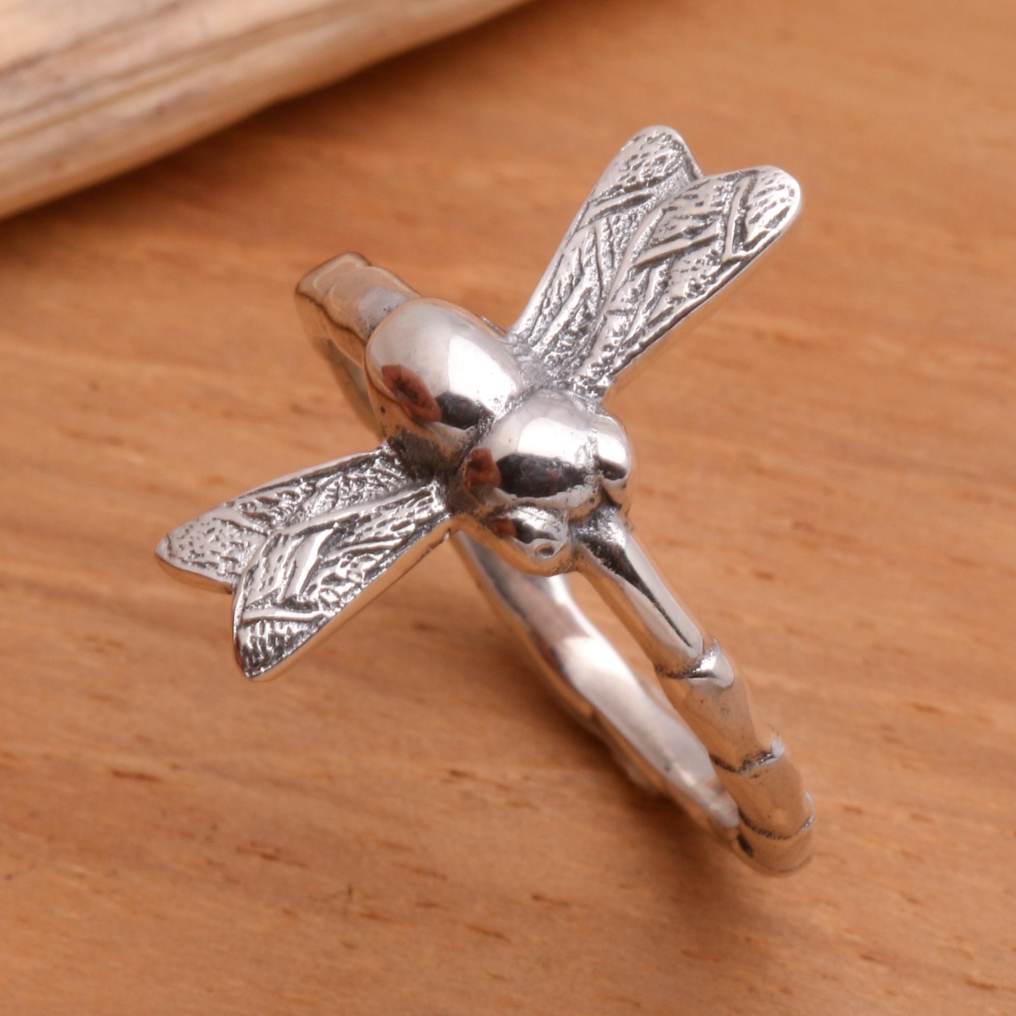 Premium Dragonfly Elegance Sterling Silver Cocktail Ring