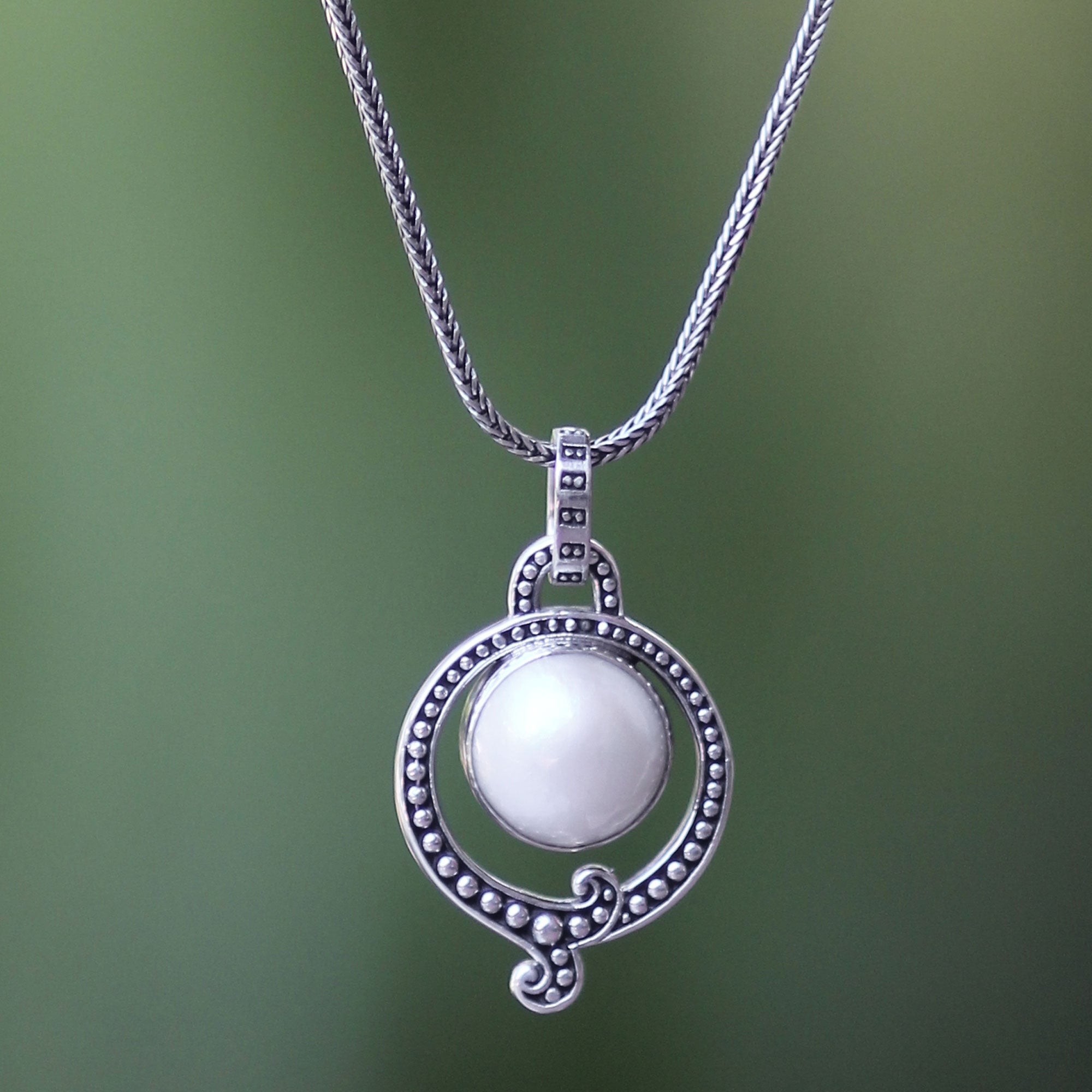 Premium Angel Halo Necklace: Handmade Sterling Silver with Cultured Pearl