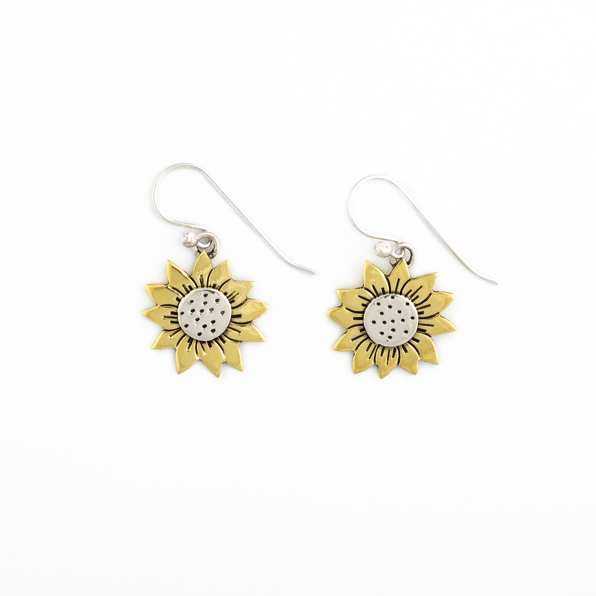 Premium Mixed Metal Flower Dangle Earrings