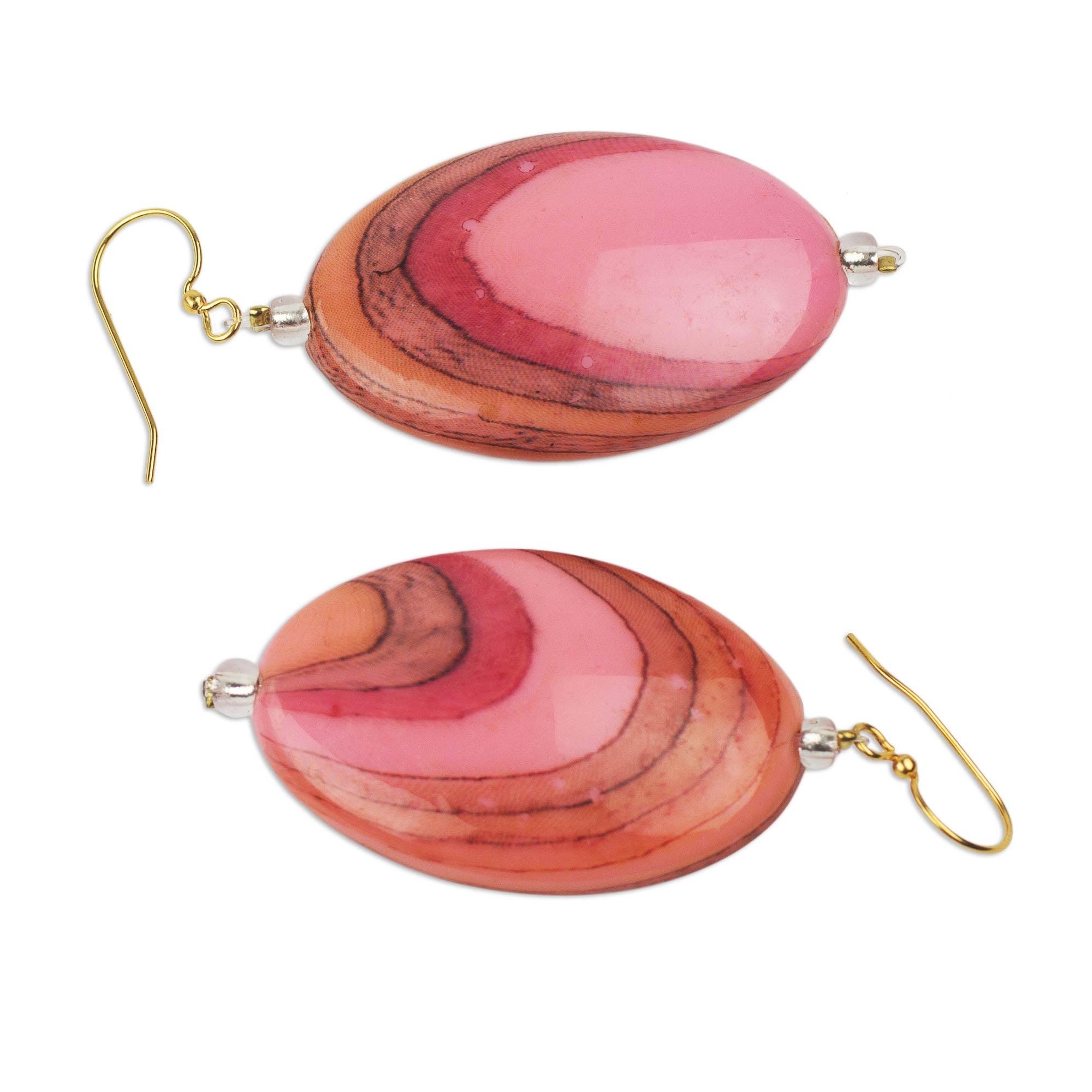 Premium Rustic Love Pink Upcycled Plastic Dangle Earrings | Eco-Chic Handmade Jewelry