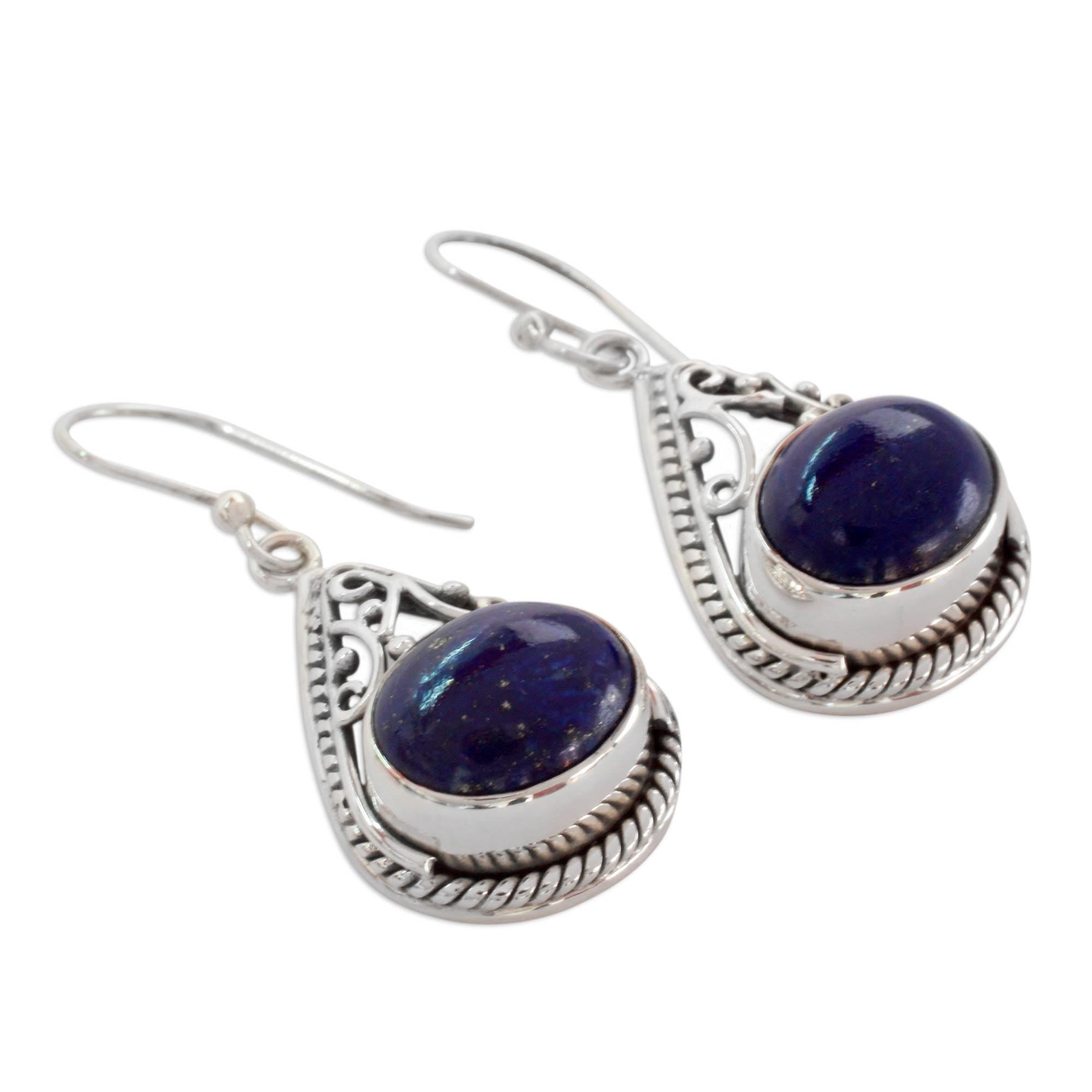 Premium Royal Grandeur Fair Trade Lapis Lazuli Sterling Silver Earrings