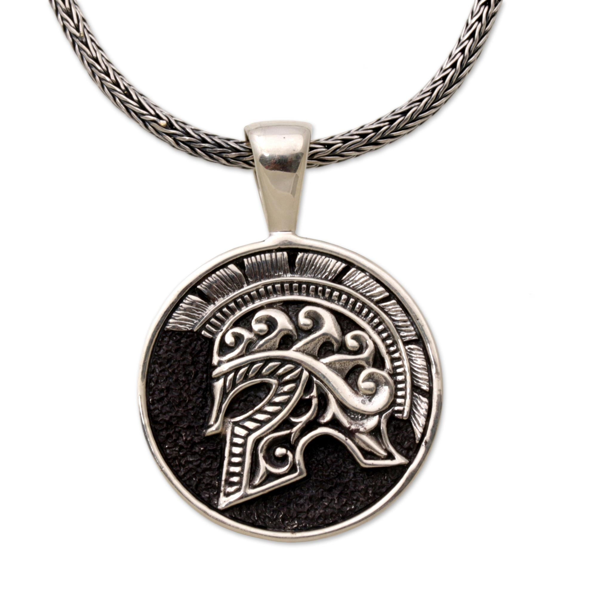 Premium Sterling Silver Hayam Wuruk Helmet Pendant Necklace