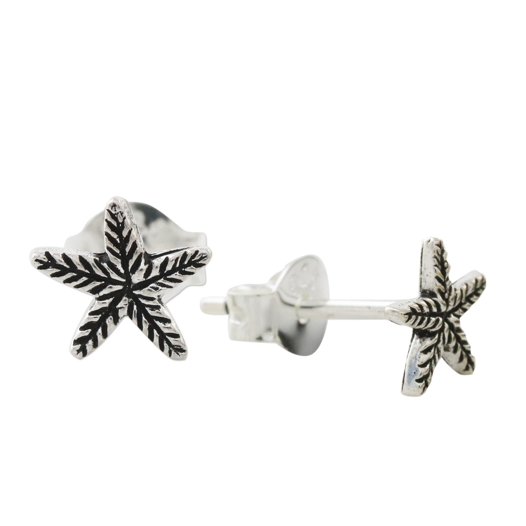 Premium Sterling Silver Starfish Stud Earrings – Handcrafted in Thailand