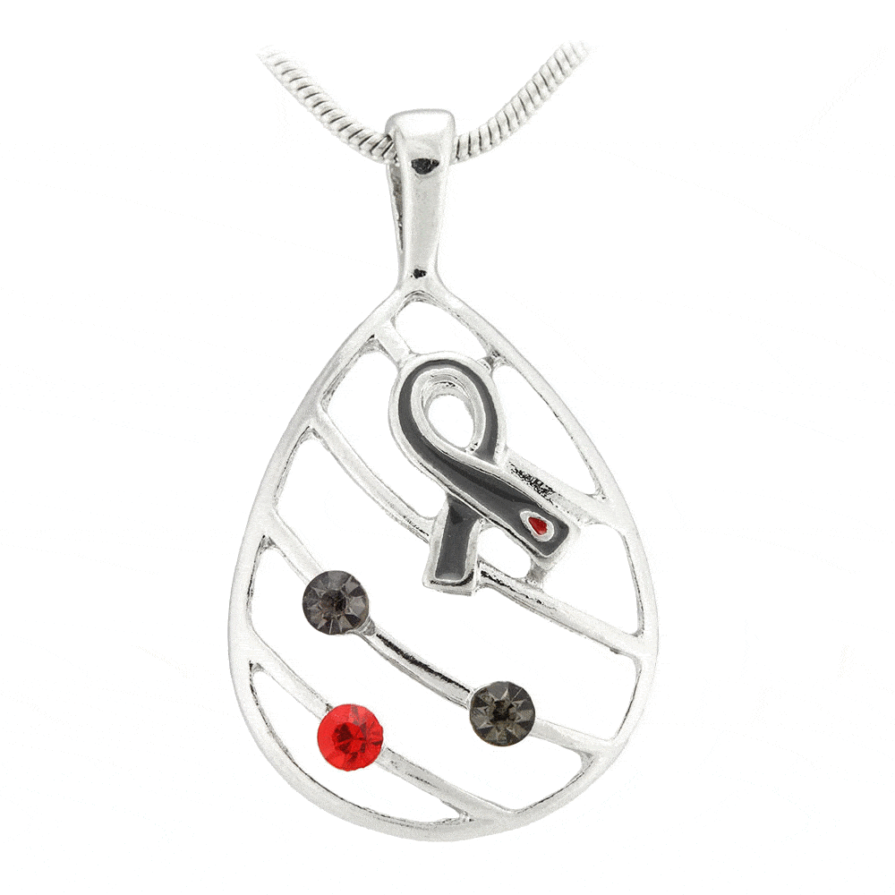 Premium Diabetes Awareness Drop Necklace - Sparkling Ribbon Design