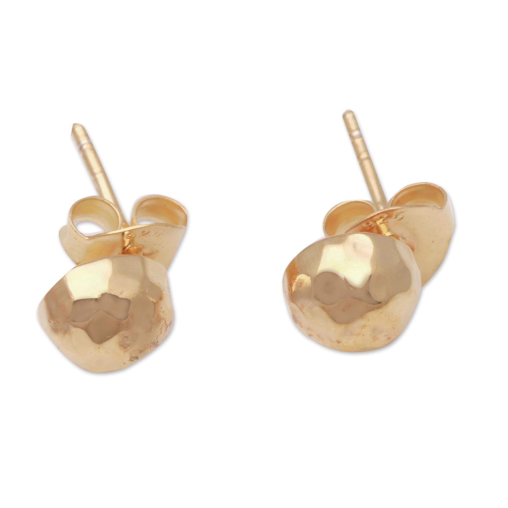 Premium Hammered Gold Dome Stud Earrings - Handcrafted in Bali