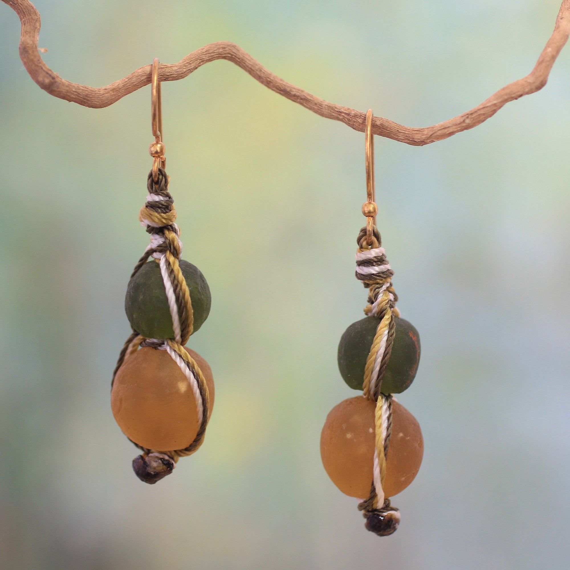 Premium Summer Fields Recycled Glass Dangle Earrings – Handcrafted Elegance