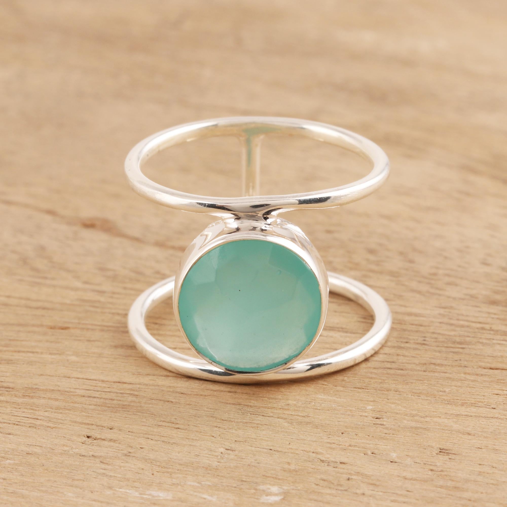 Premium Aqua Bliss 4.5-Carat Chalcedony Ring – Handcrafted in Sterling Silver