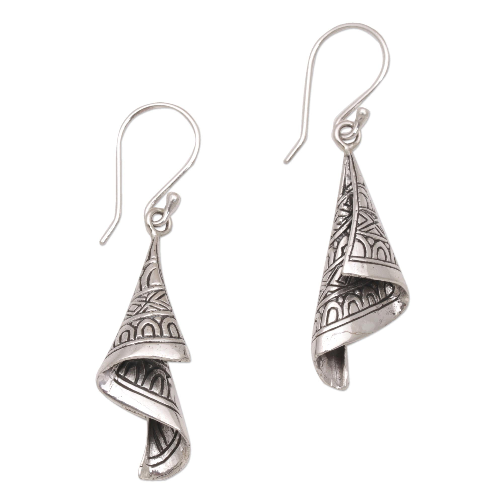 Premium Shining Sonket Silver Dangle Earrings - Handcrafted Elegance