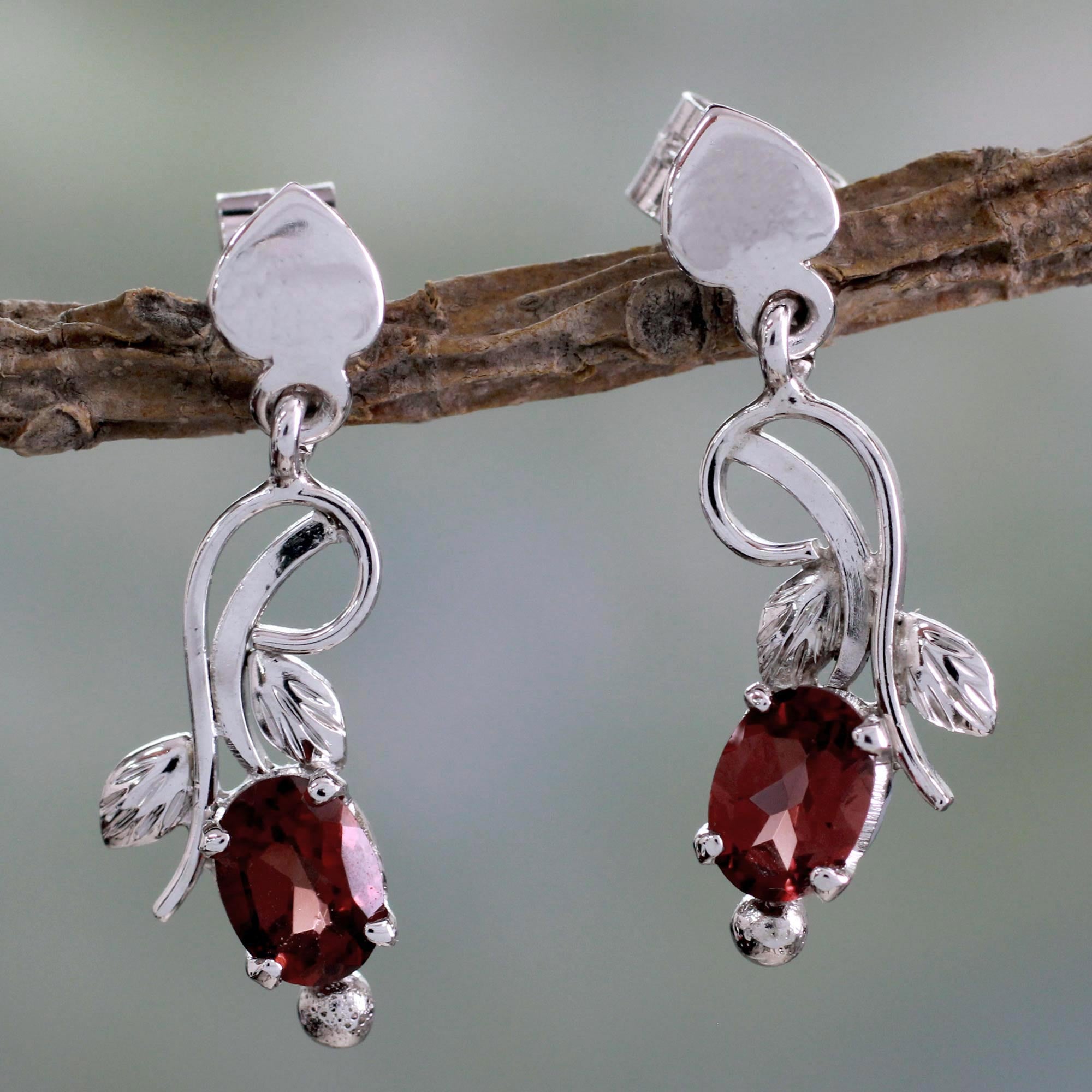 Premium Romantic Temptation 2 Carat Garnet Sterling Silver Earrings