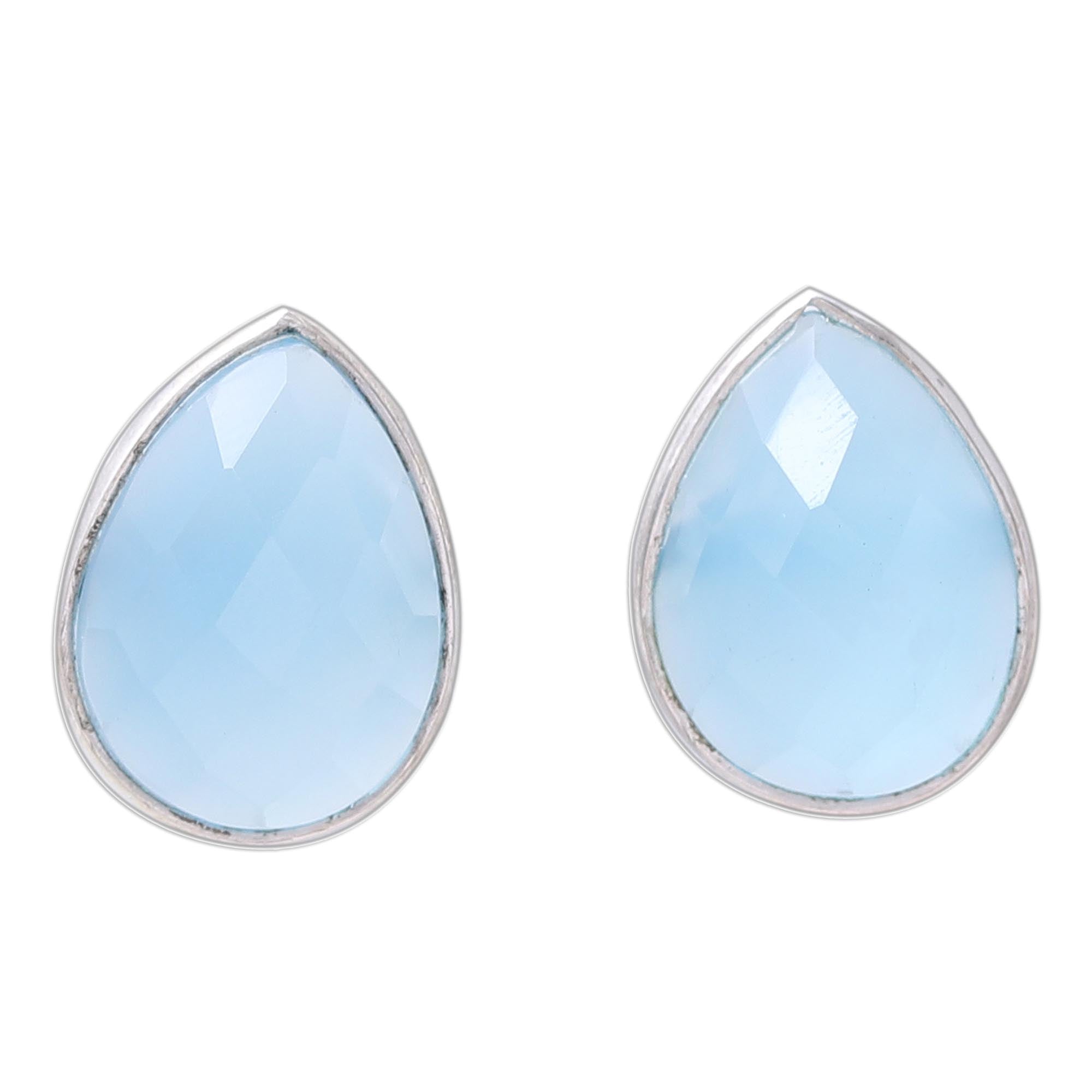 Premium Mystic Tears Teardrop Chalcedony Earrings – Handcrafted Sterling Silver Jewelry