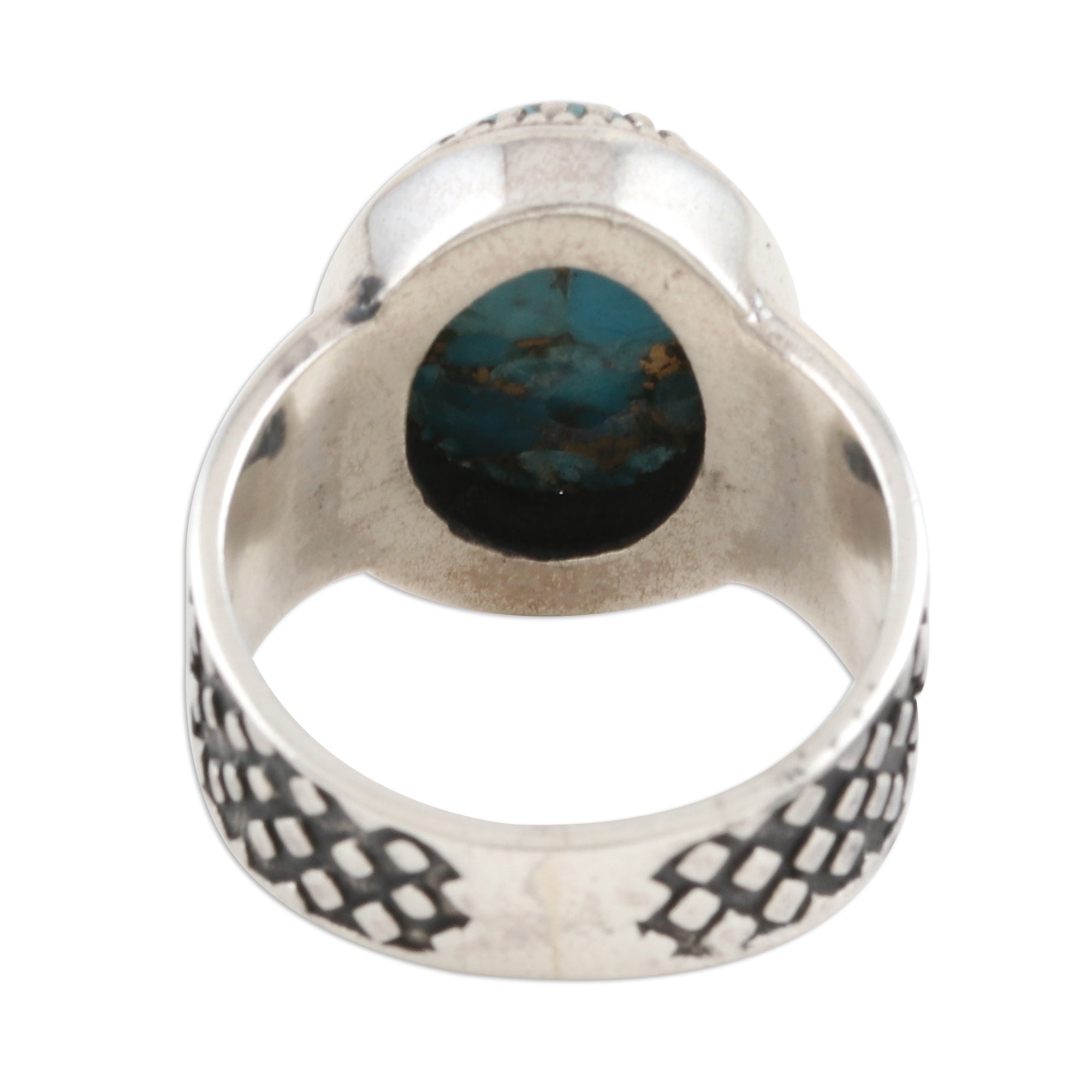 Premium Majestic Allure Composite Turquoise & Sterling Silver Men's Ring