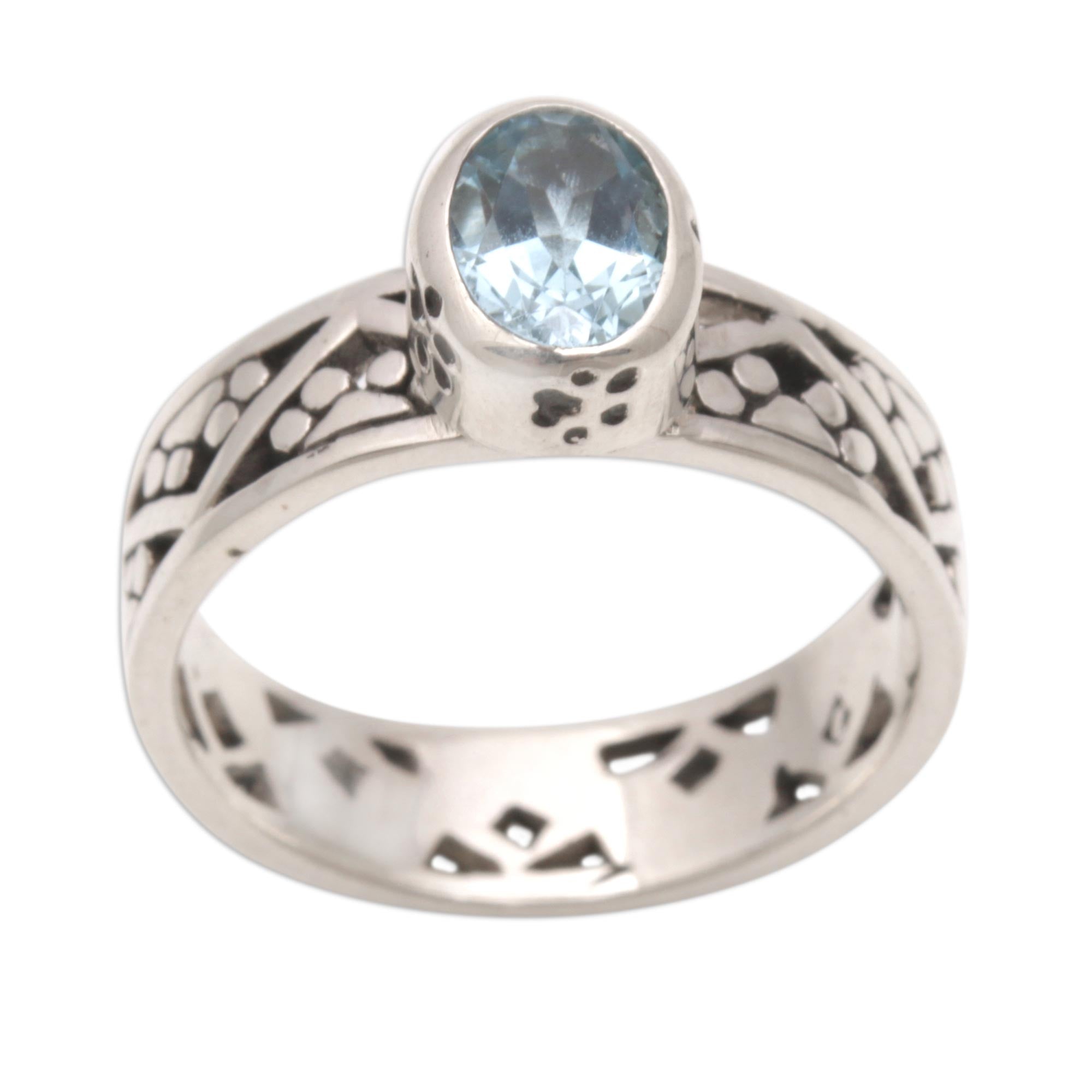 Premium Paws for a Cause Sterling Silver Ring with Blue Topaz