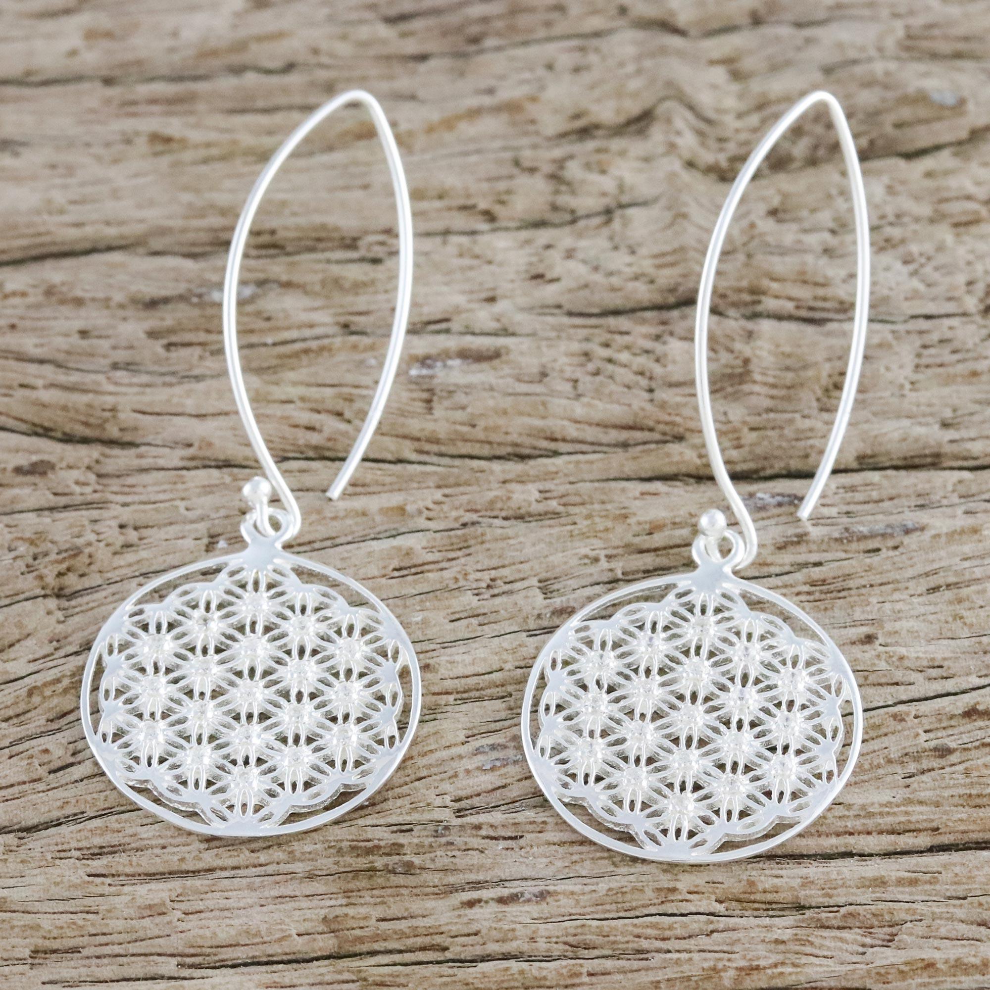 Premium Fractal Circle Dangle Earrings with Cubic Zirconia – Ultimate Sparkle & Elegance